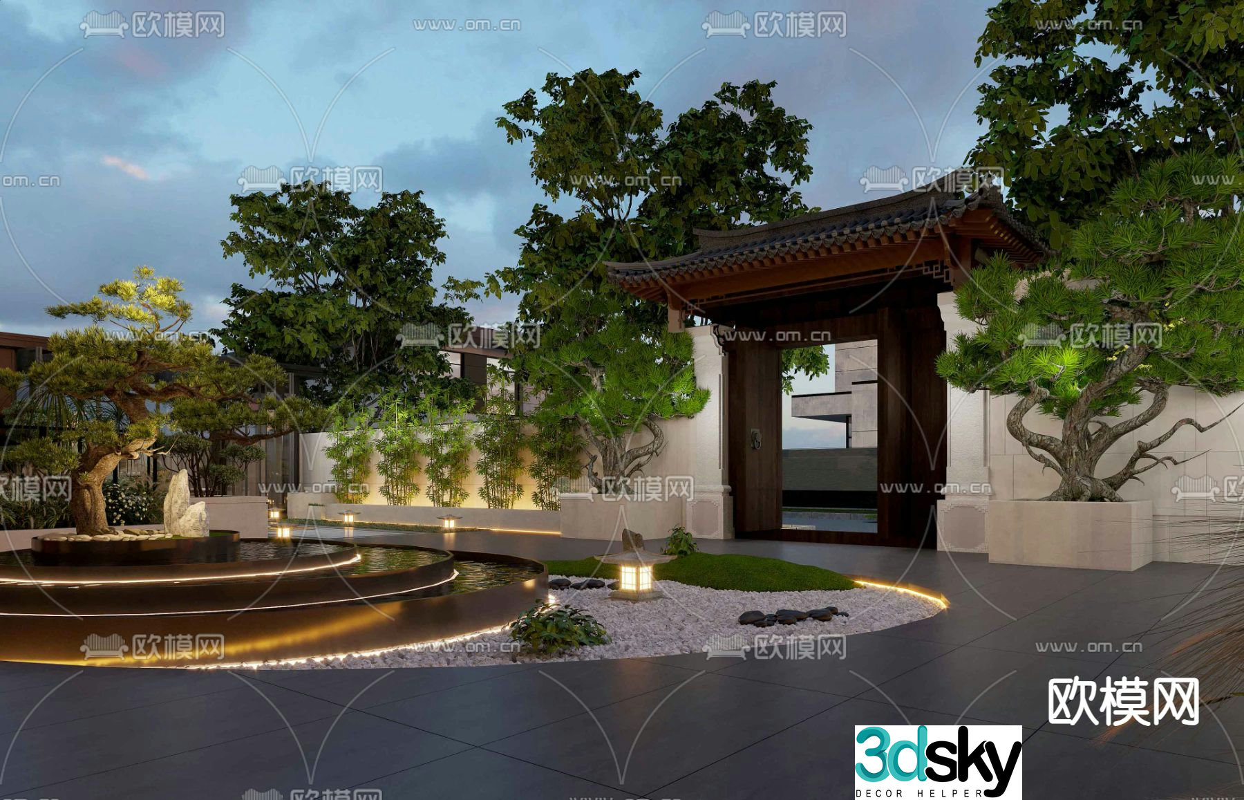 Courtyard landscape villa garden 3d model