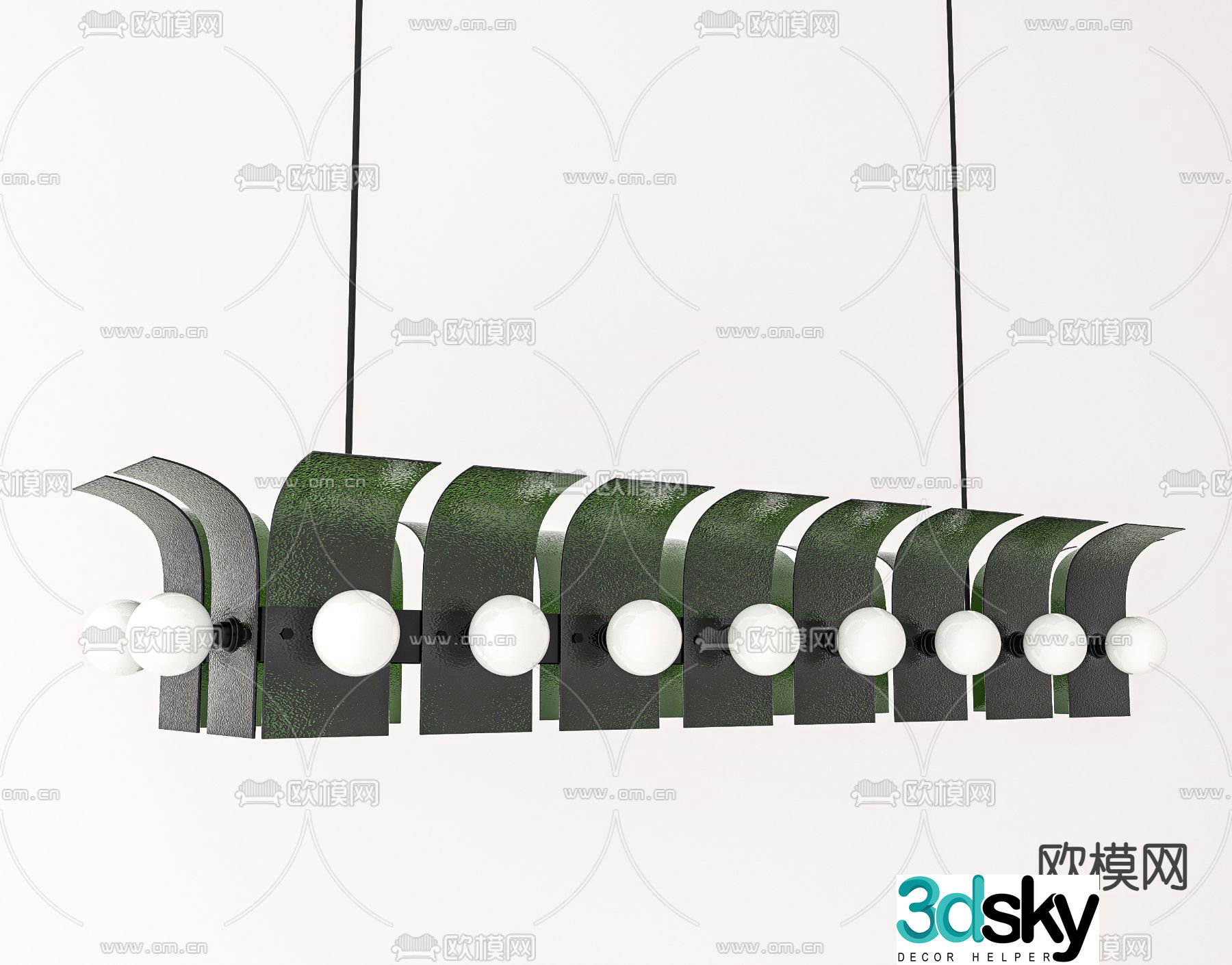 Long chandelier Restaurant chandelier 3d model