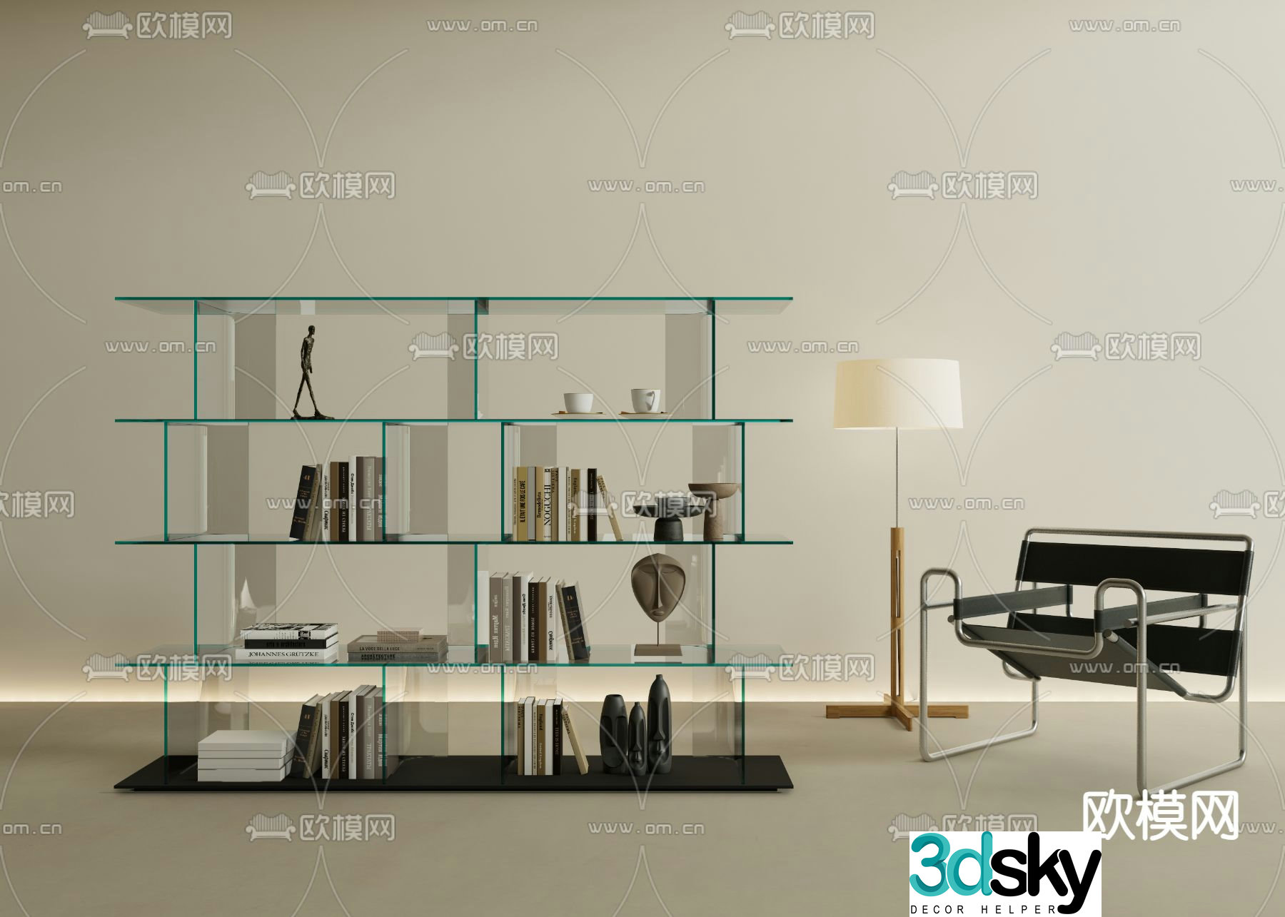 Modern bookcase Bookshelf 3D model