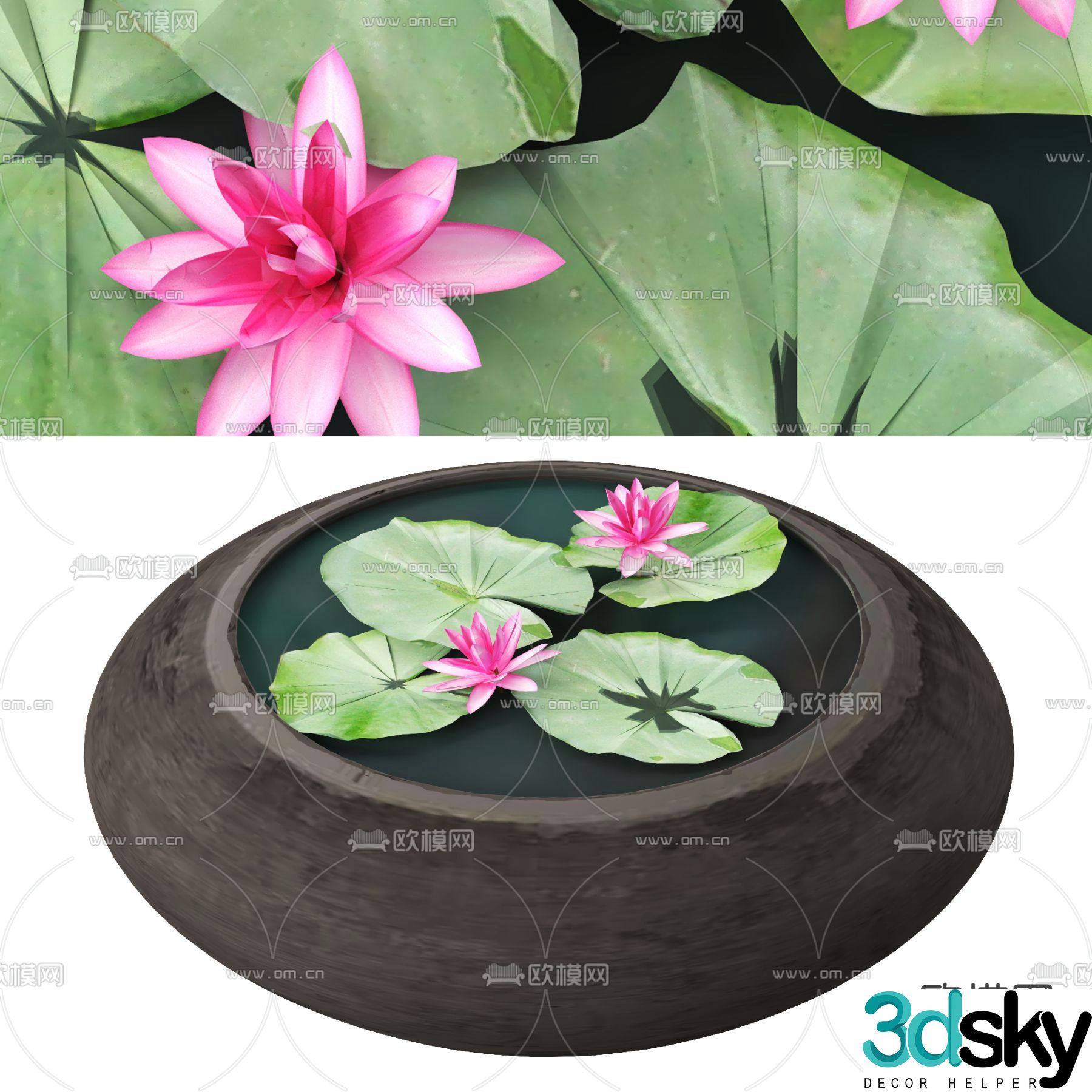 Landscape sketch lotus pond 3D model