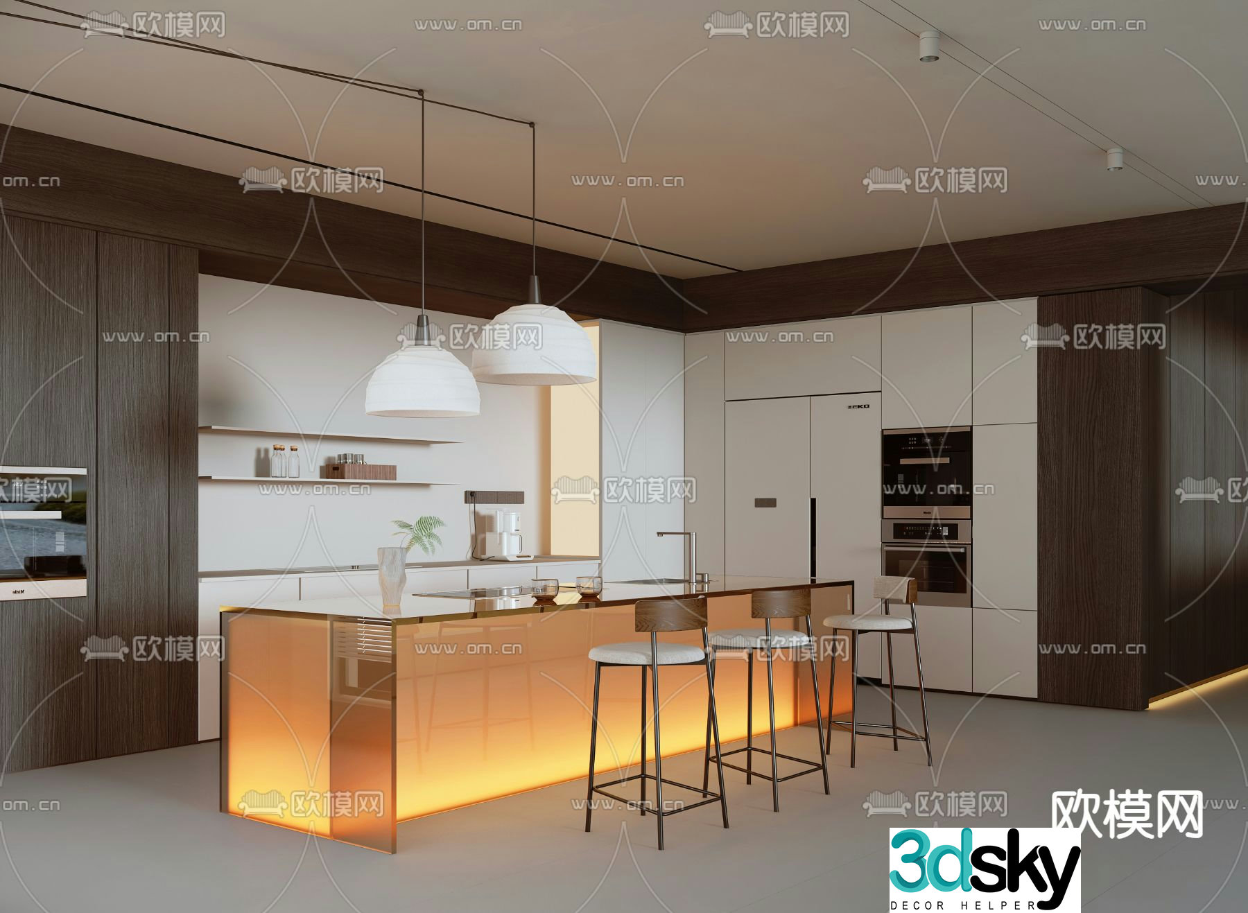 Modern bar island table 3D model
