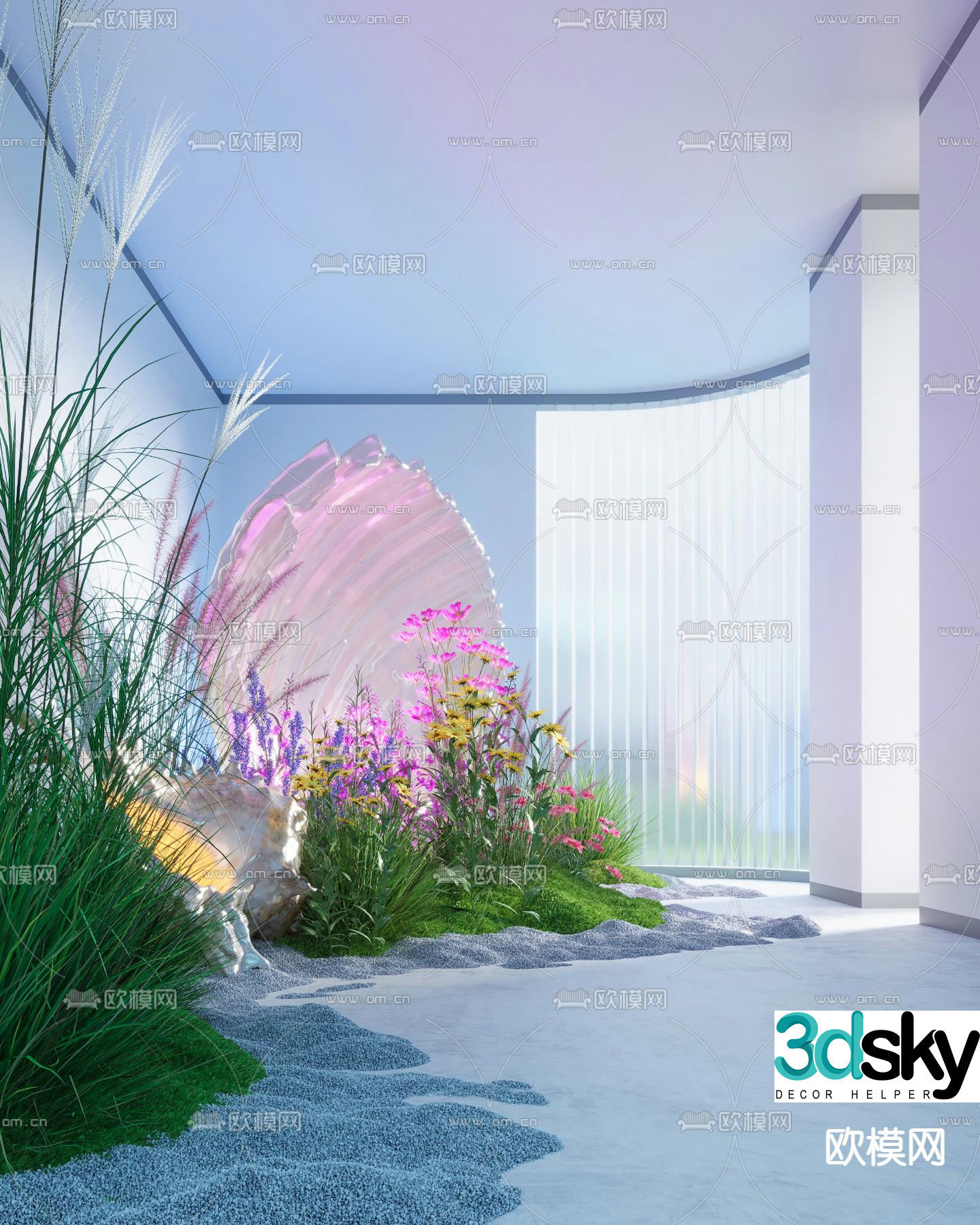 Indoor device landscaping shell and conch landscaping 3D model