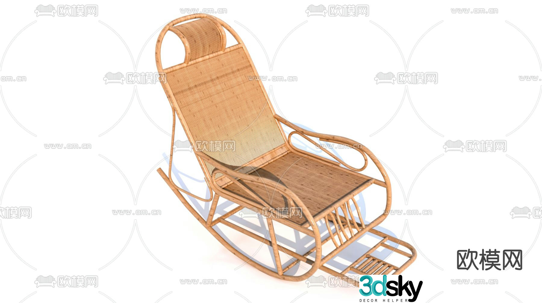 Outdoor recliner rattan woven recliner 3D model