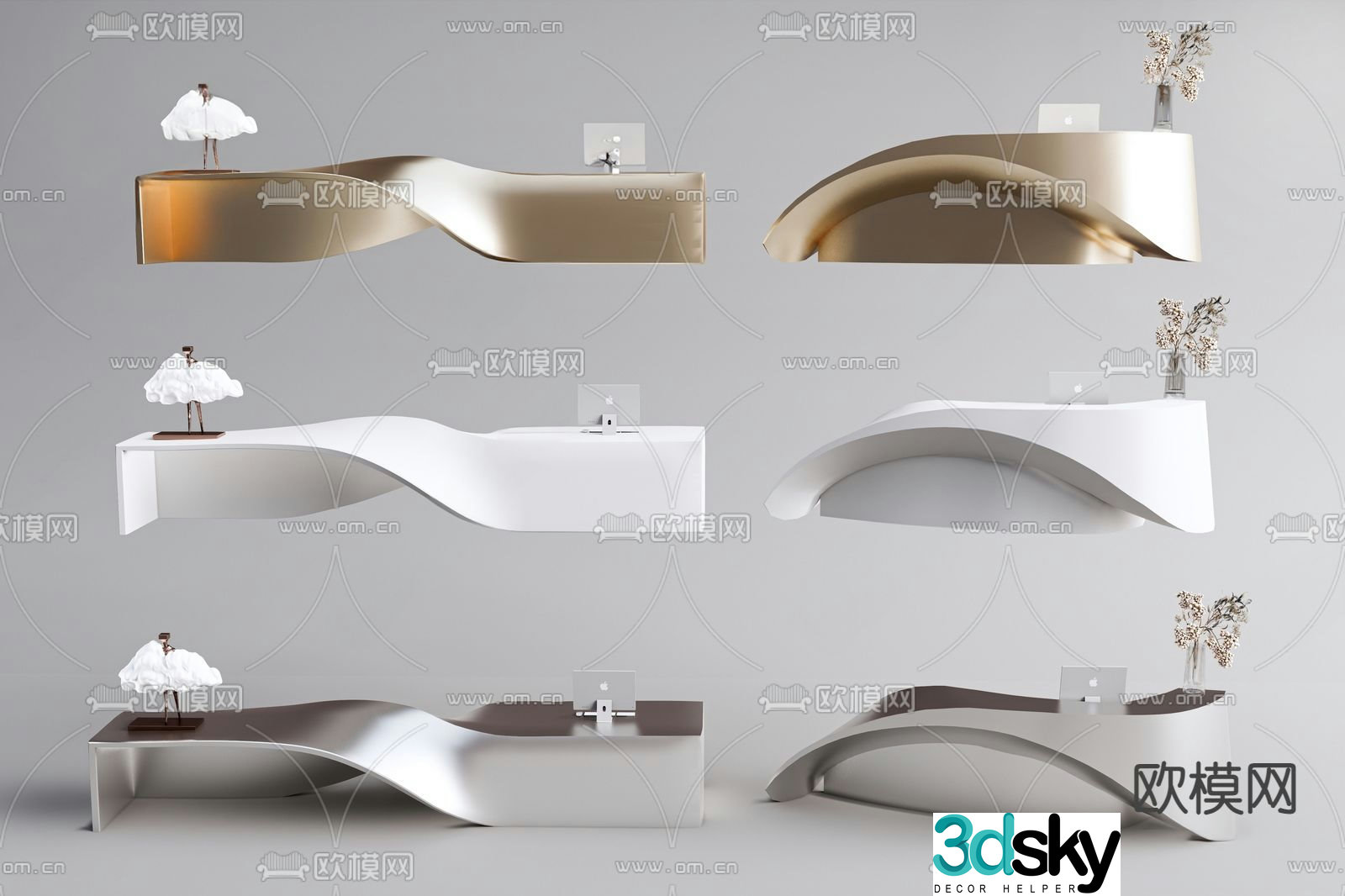 Modern special-shaped front desk 3d model