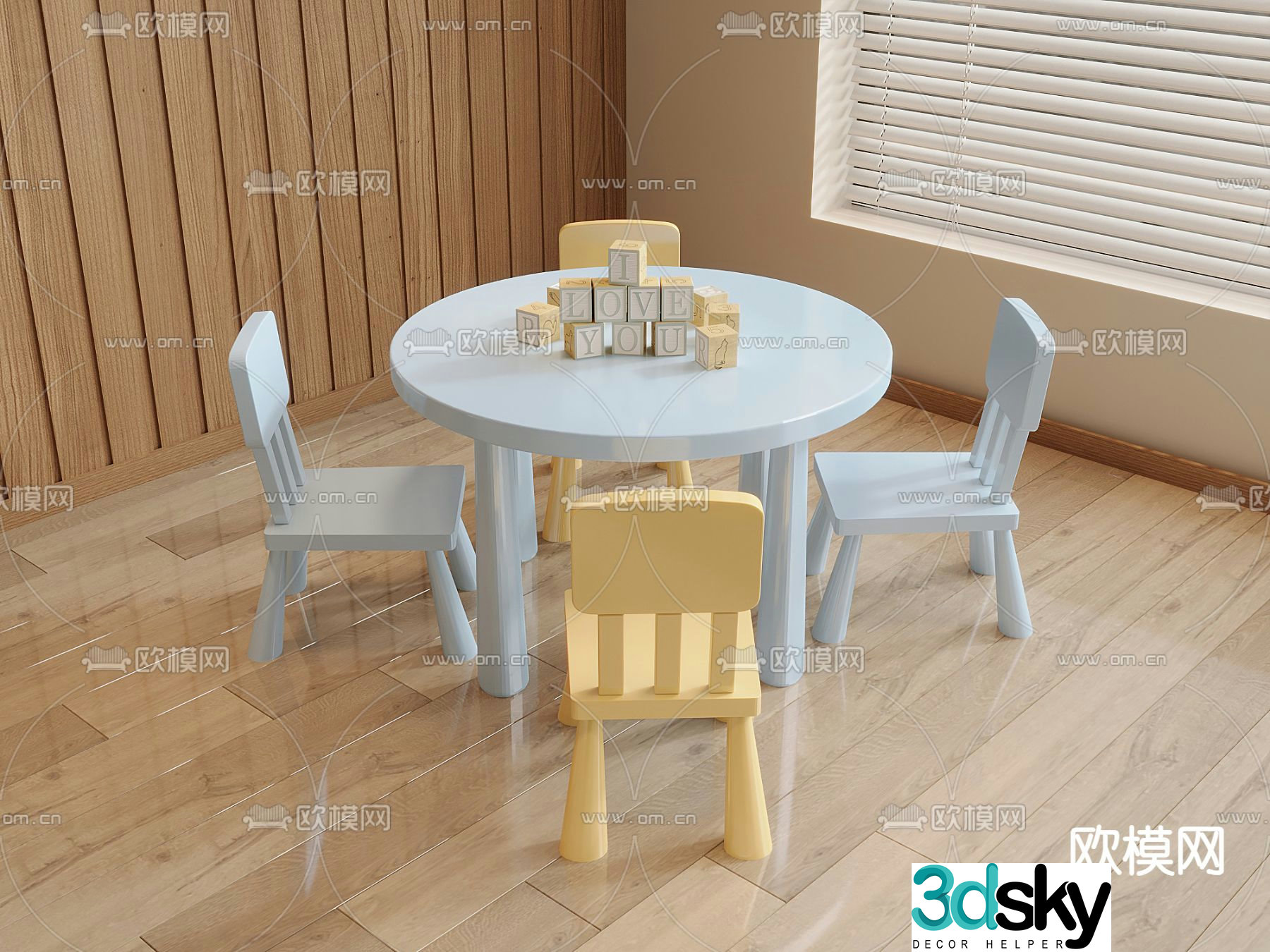 Children’s tables and chairs Kindergarten plastic tables and chairs 3d model