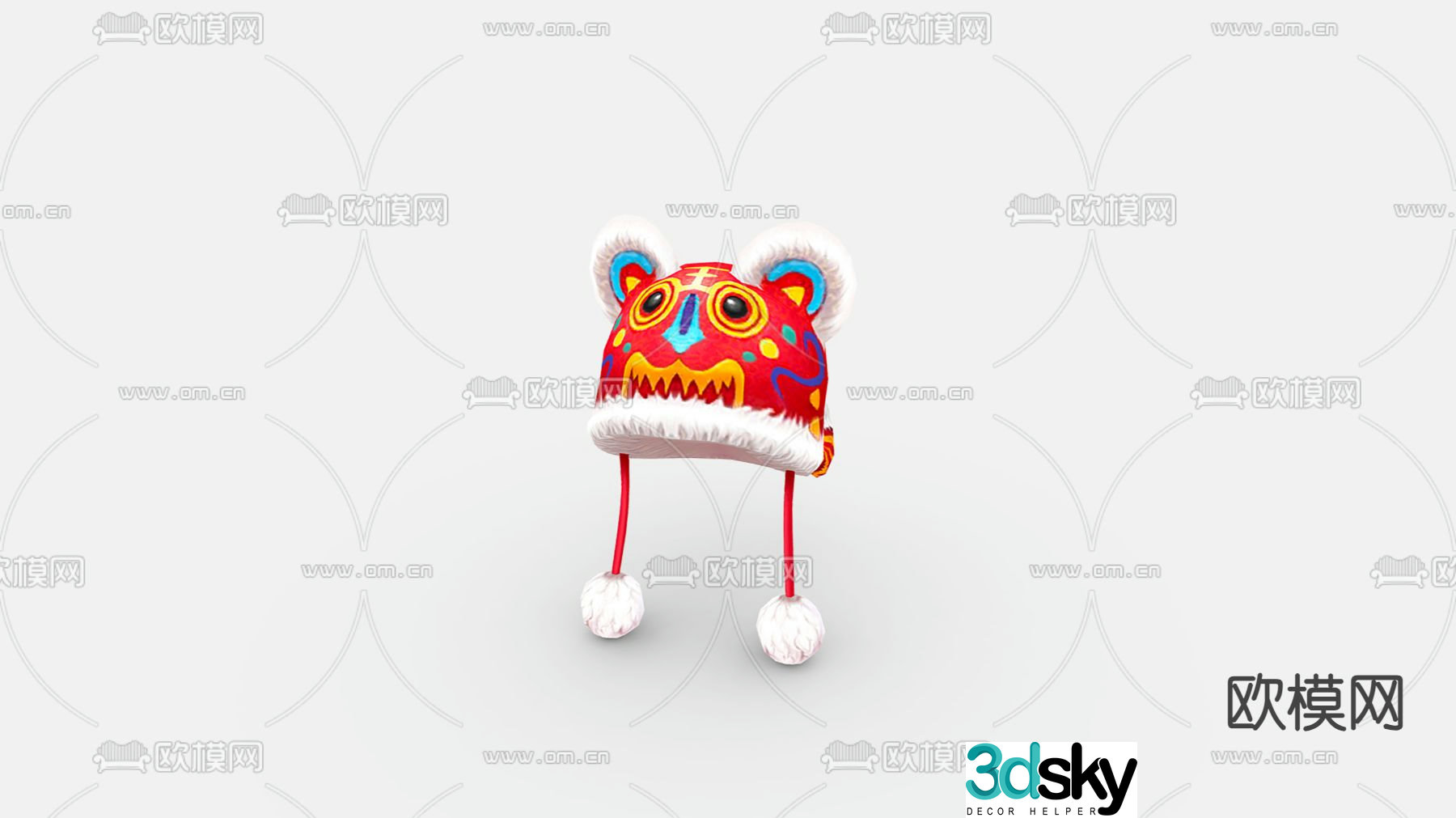 Chinese style tiger hat 3d model
