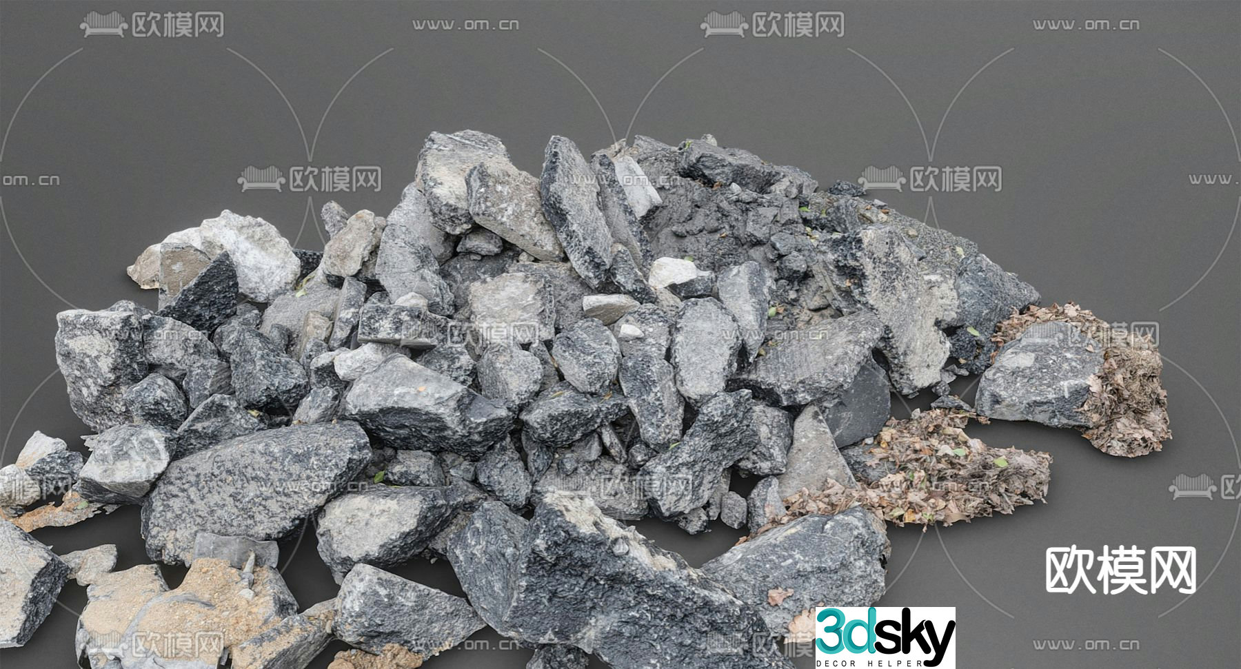 stone pile rubble ruins 3d model