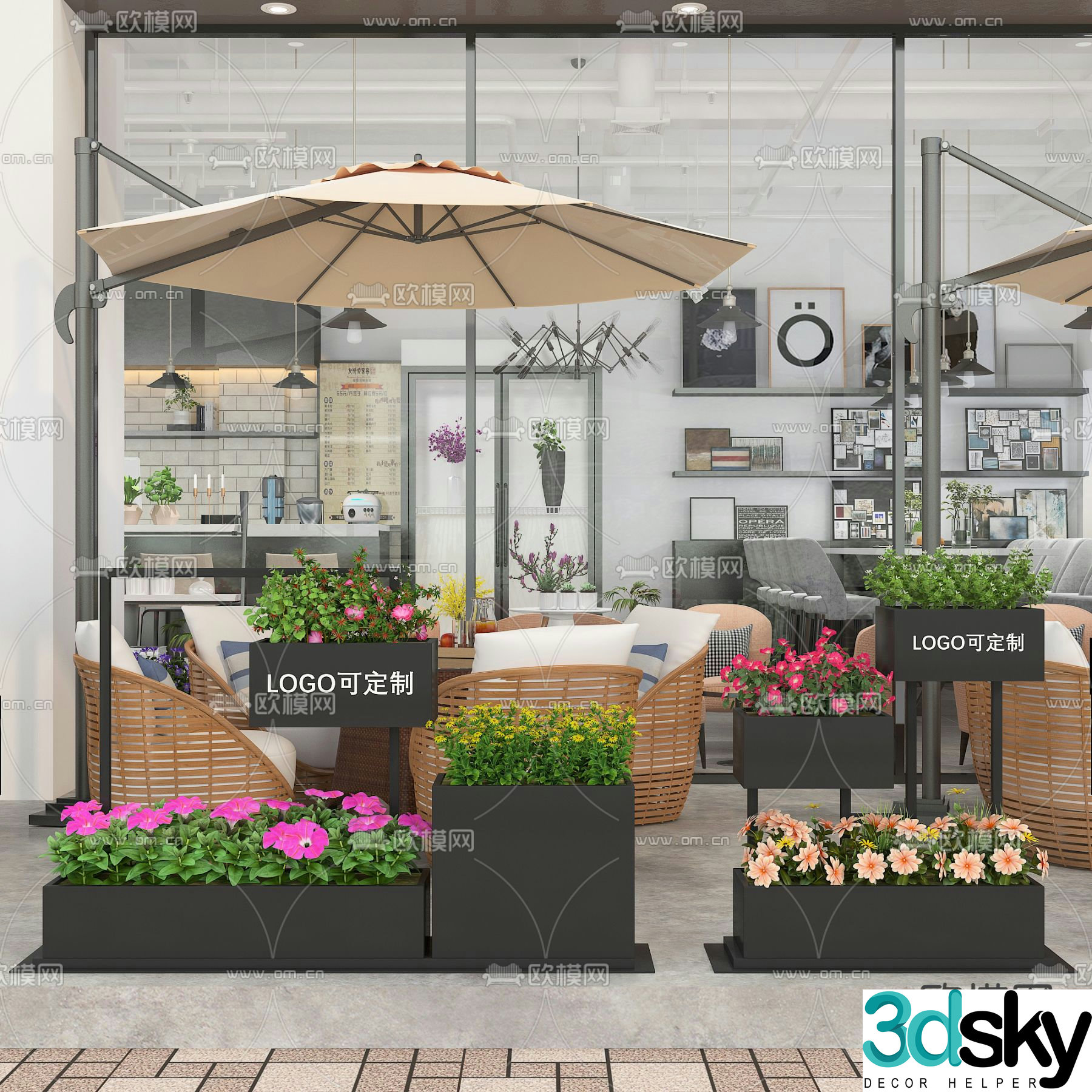Modern outdoor flower box exterior 3D model