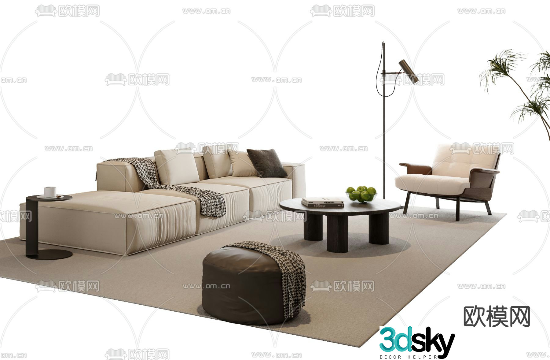 Modern sectional sofa 3d model