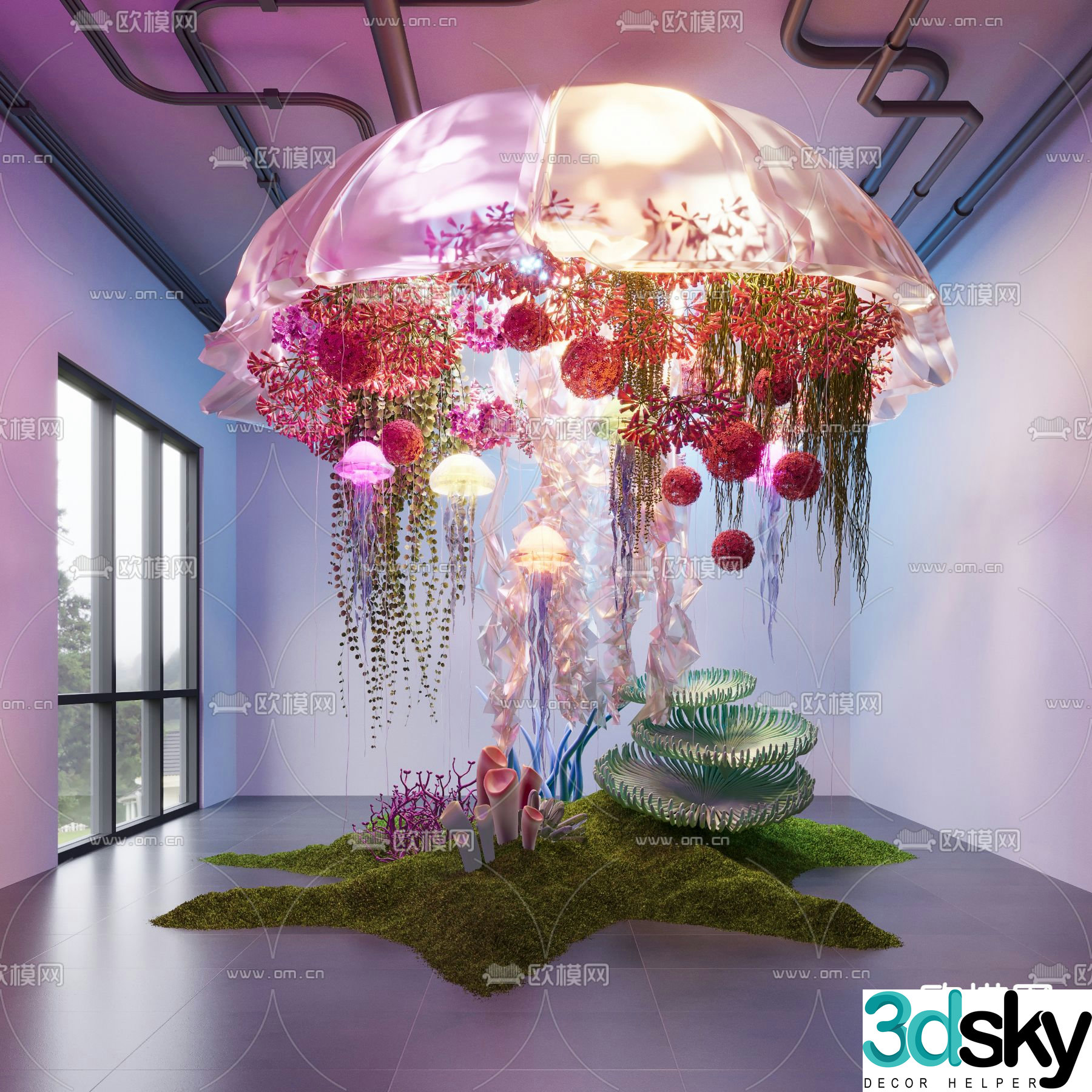 Modern indoor device landscaping 3d model
