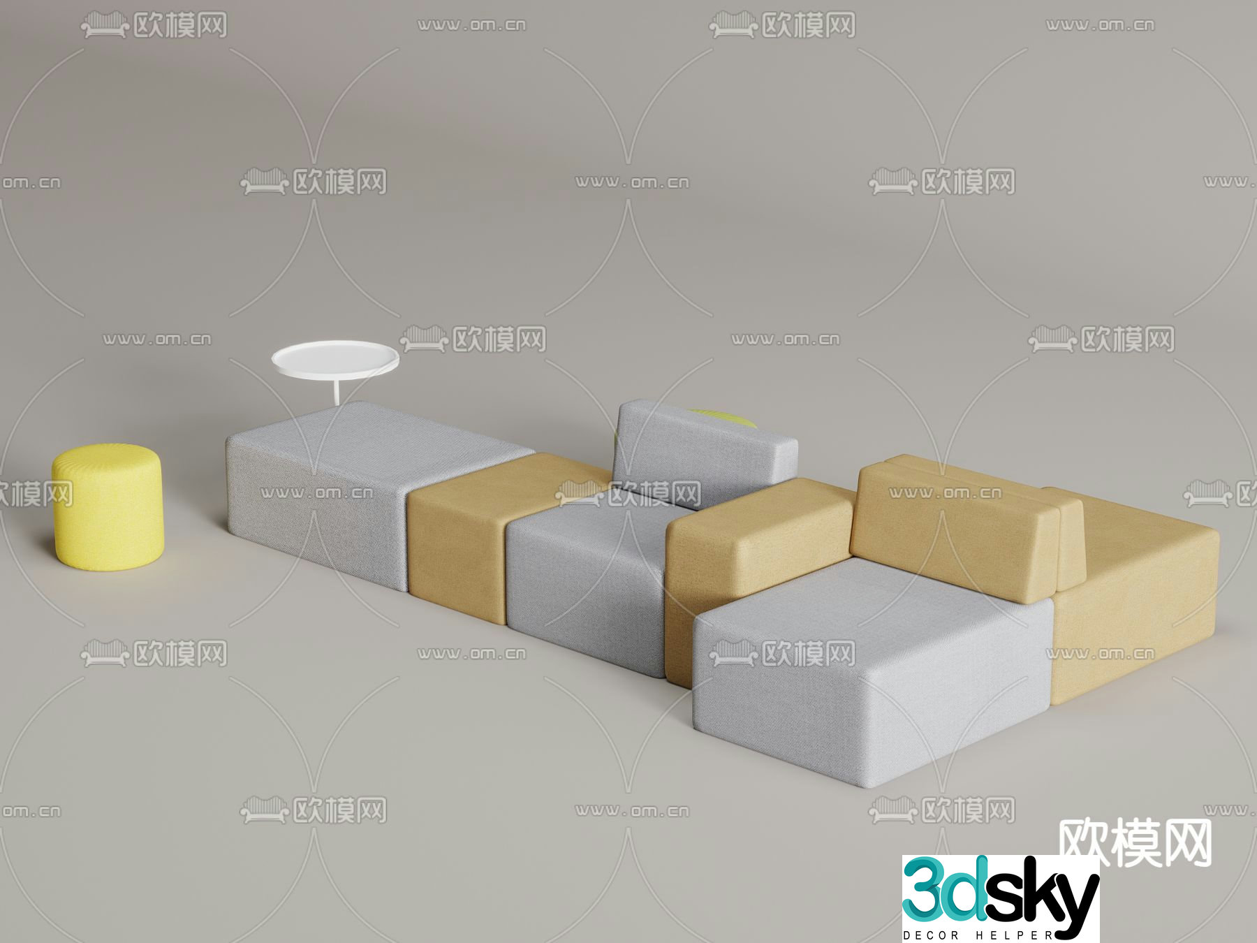 Modern office sofa booth sofa 3d model