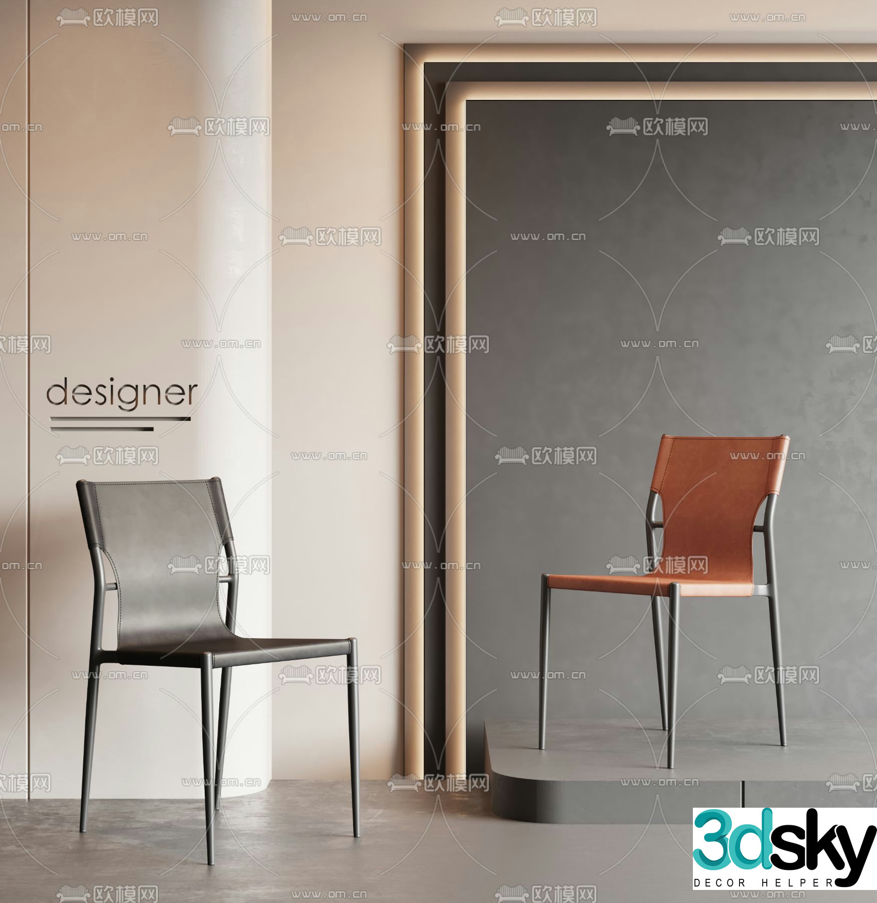 Modern chair dining chair 3d model