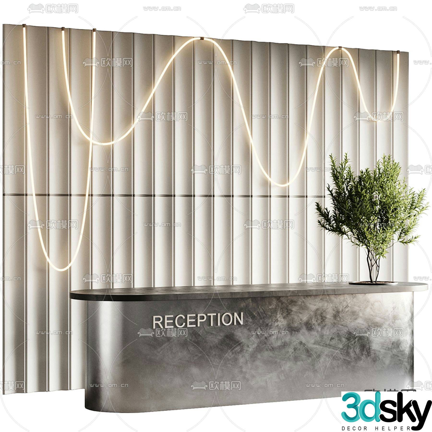 Light luxury front desk reception desk service desk 3D model