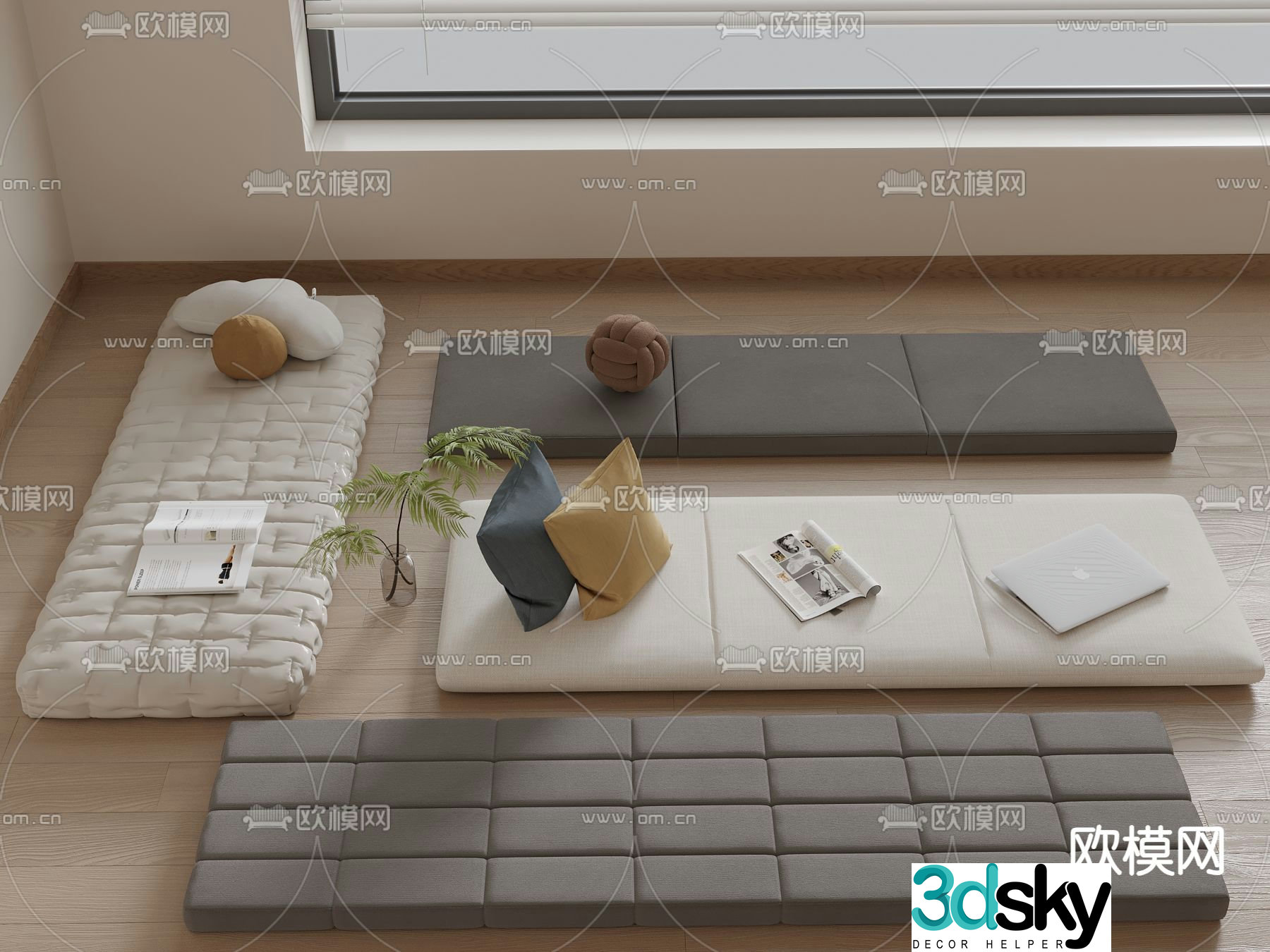 Modern seat cushion bay window seat cushion 3d model