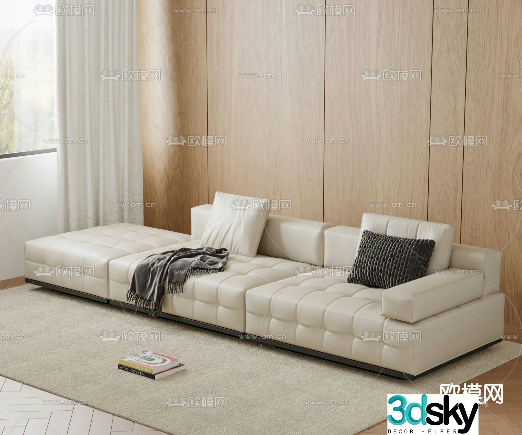 Italian sofa multi-person sofa 3d model