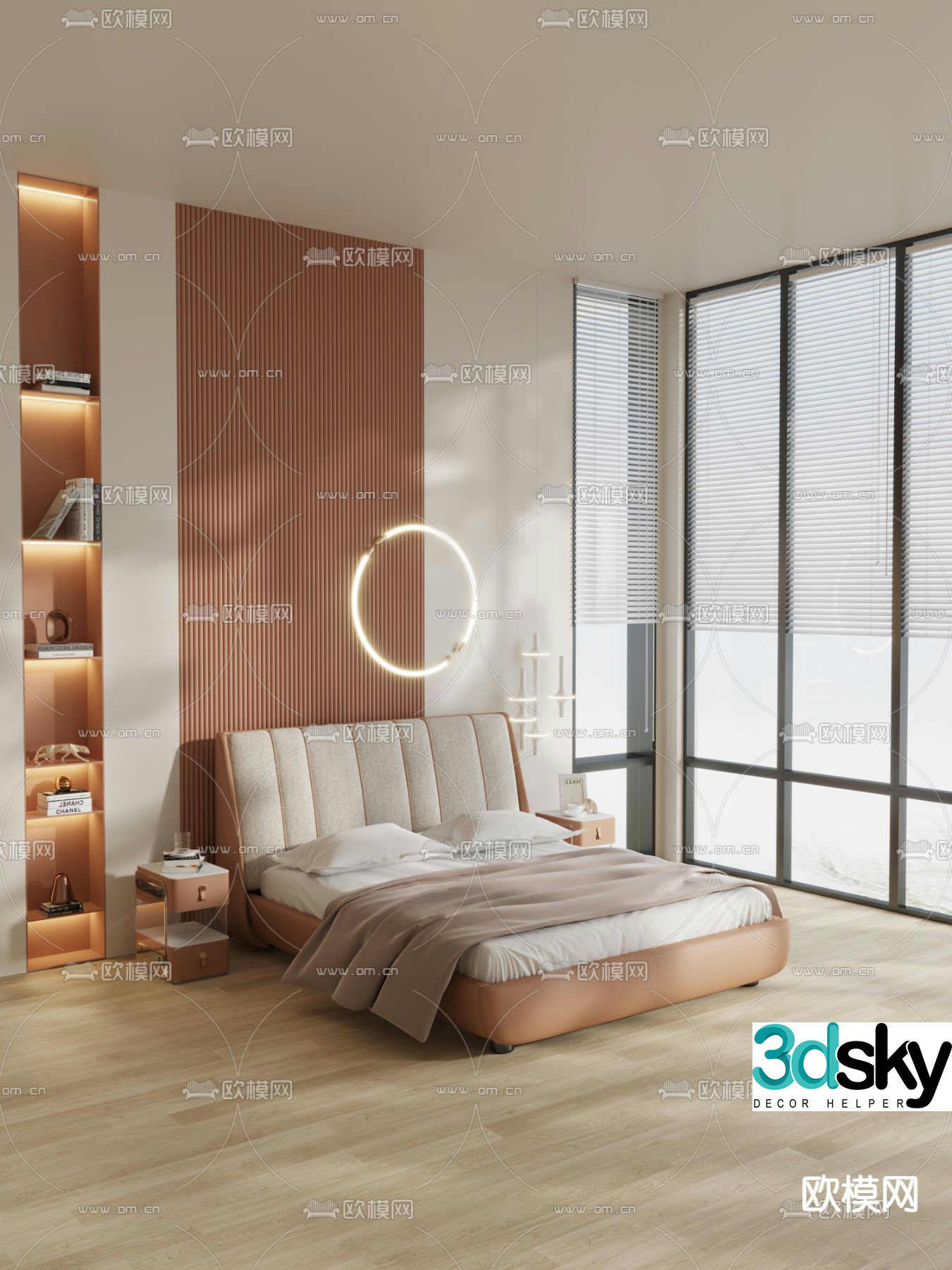 Modern double bed 3d model