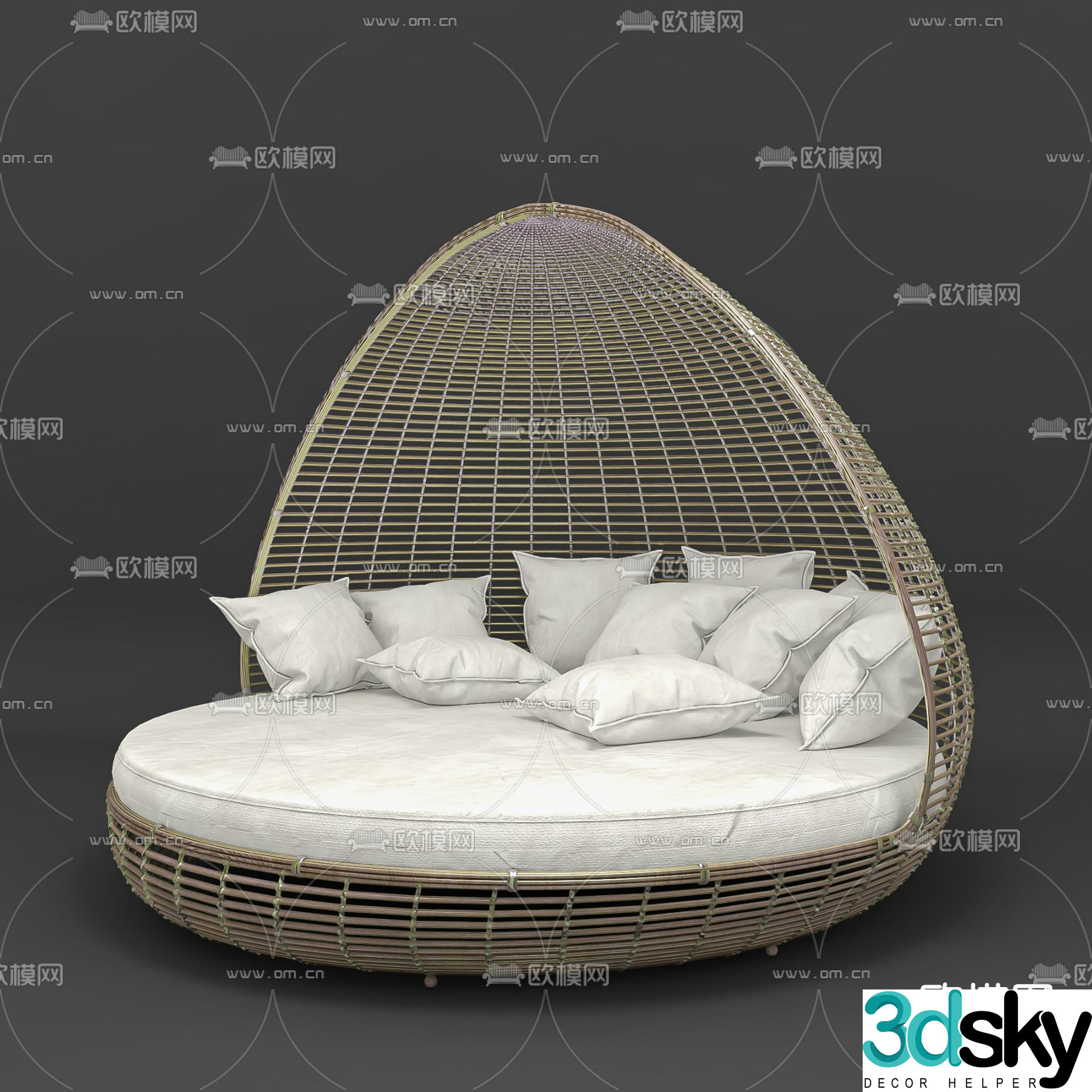 Wabi-sabi round bed 3d model