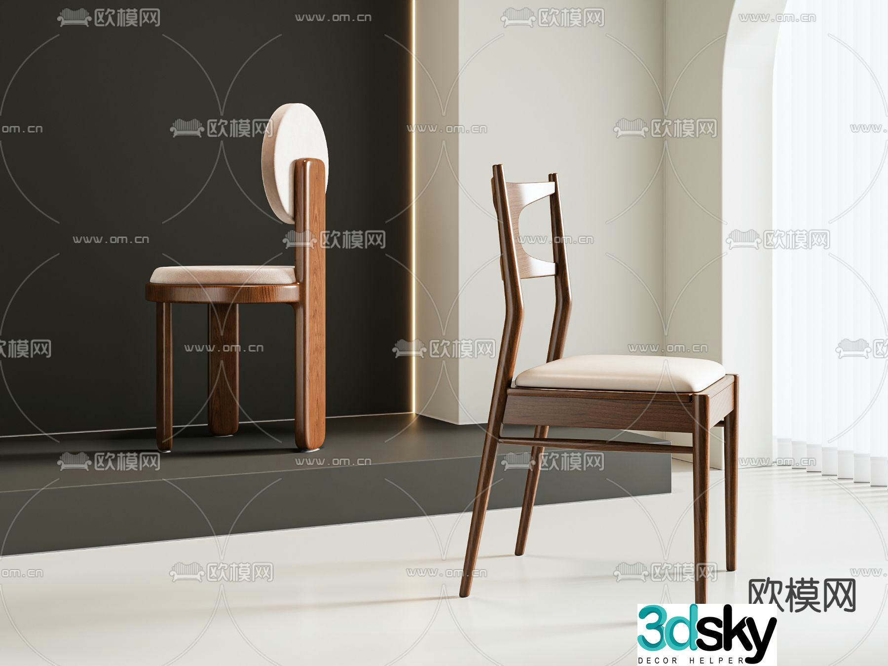 Medieval style chair dining chair 3d model