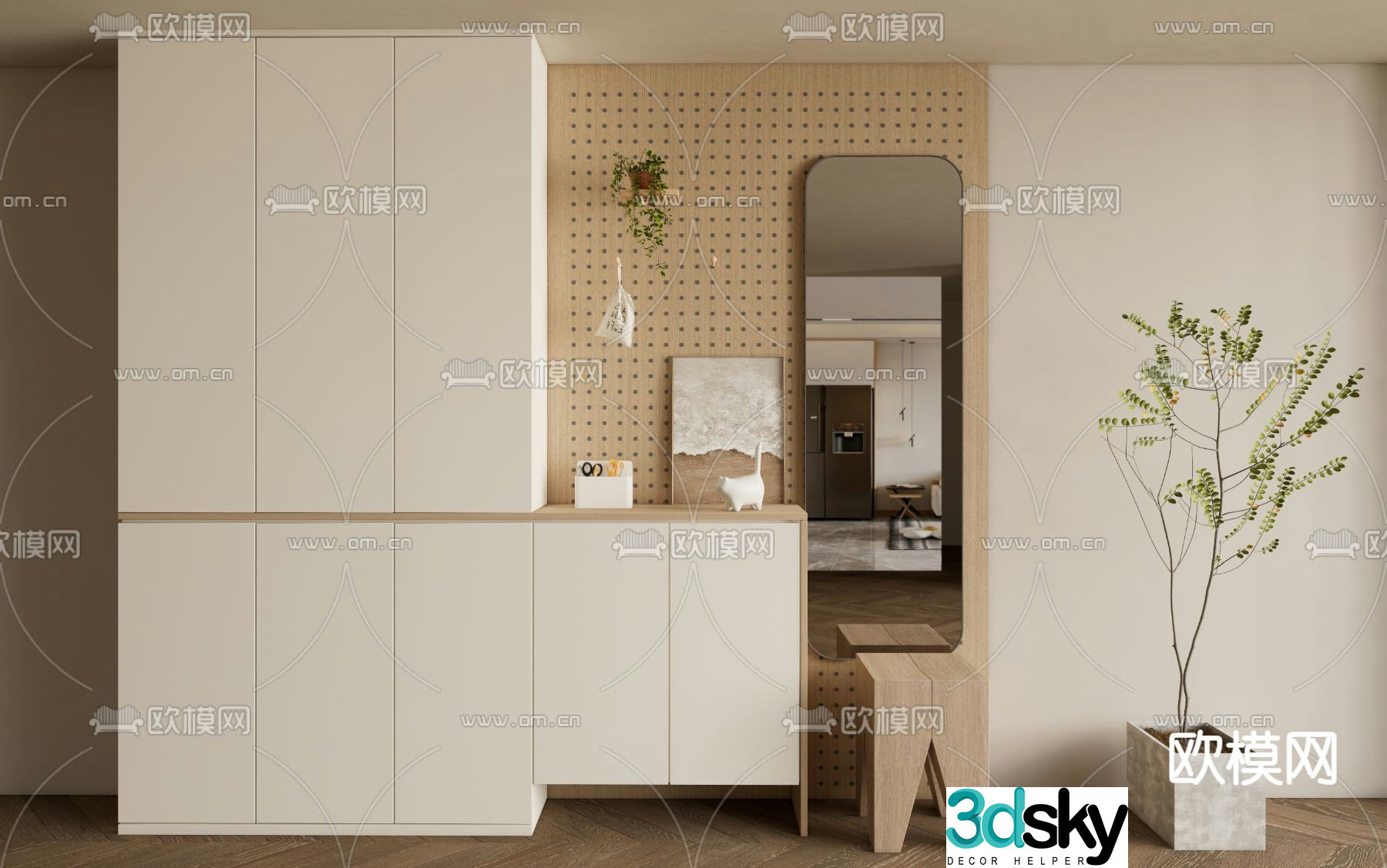 Modern porch shoe cabinet storage cabinet 3d model