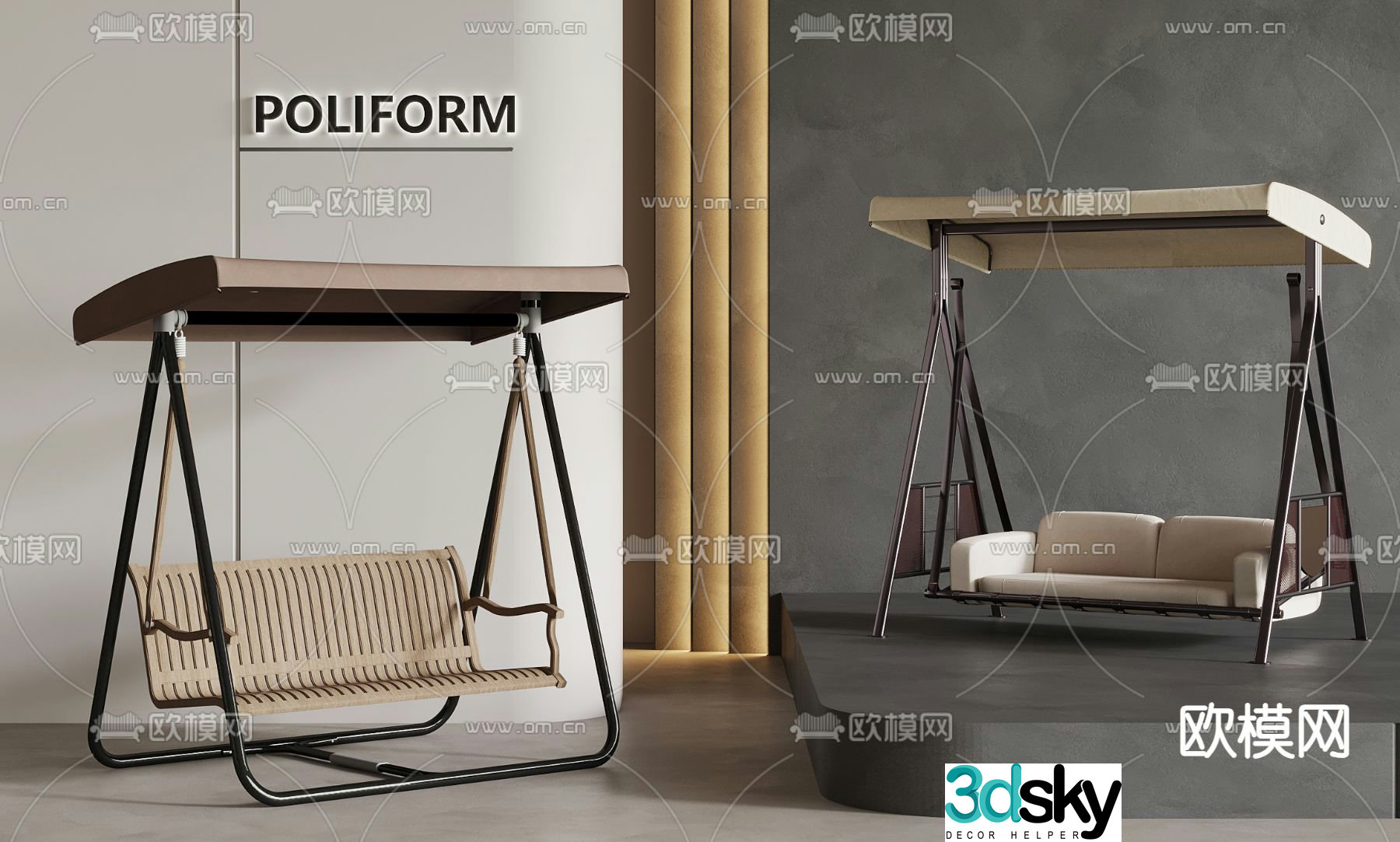 Outdoor swing chair courtyard swing 3d model