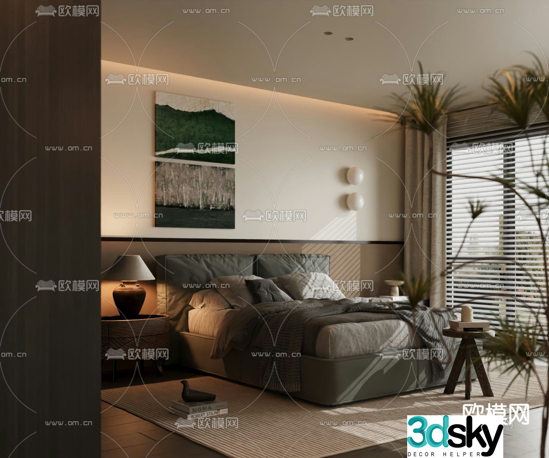 Italian double bed 3d model
