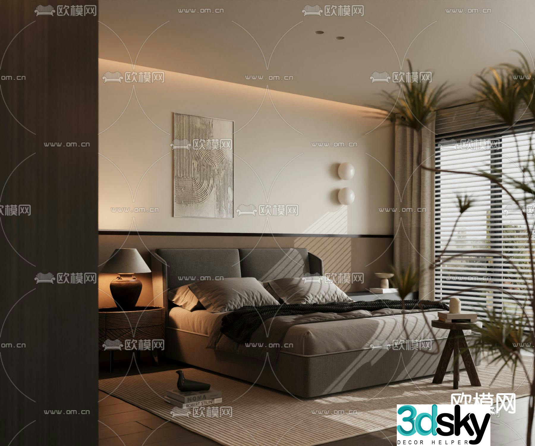 Italian double bed 3d model