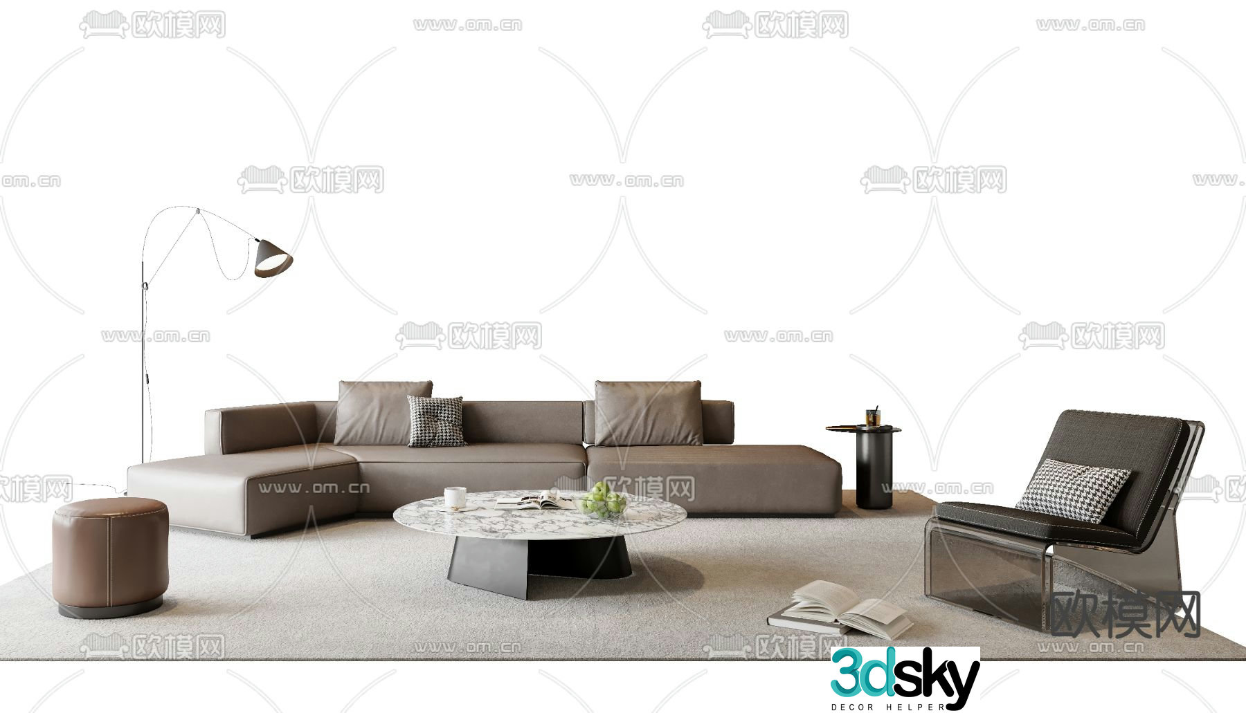 Italian sectional sofa 3d model