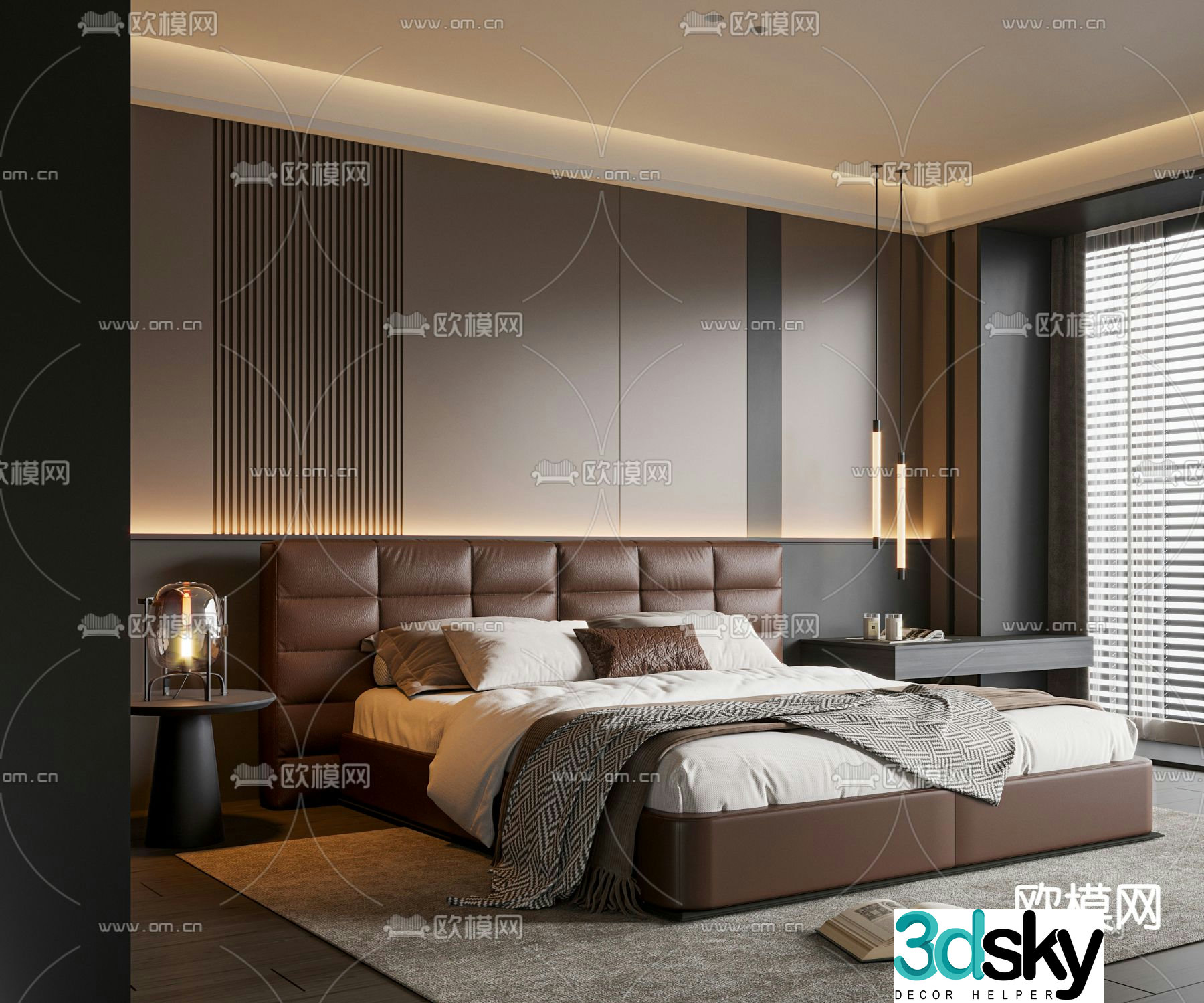 Italian double bed 3d model
