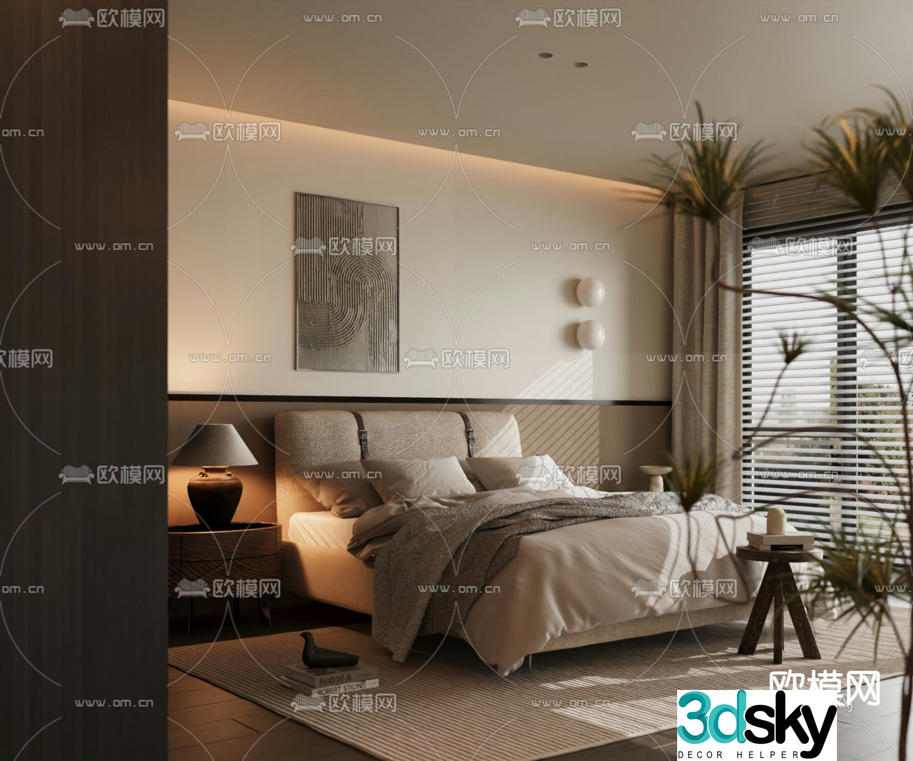 Italian double bed 3d model