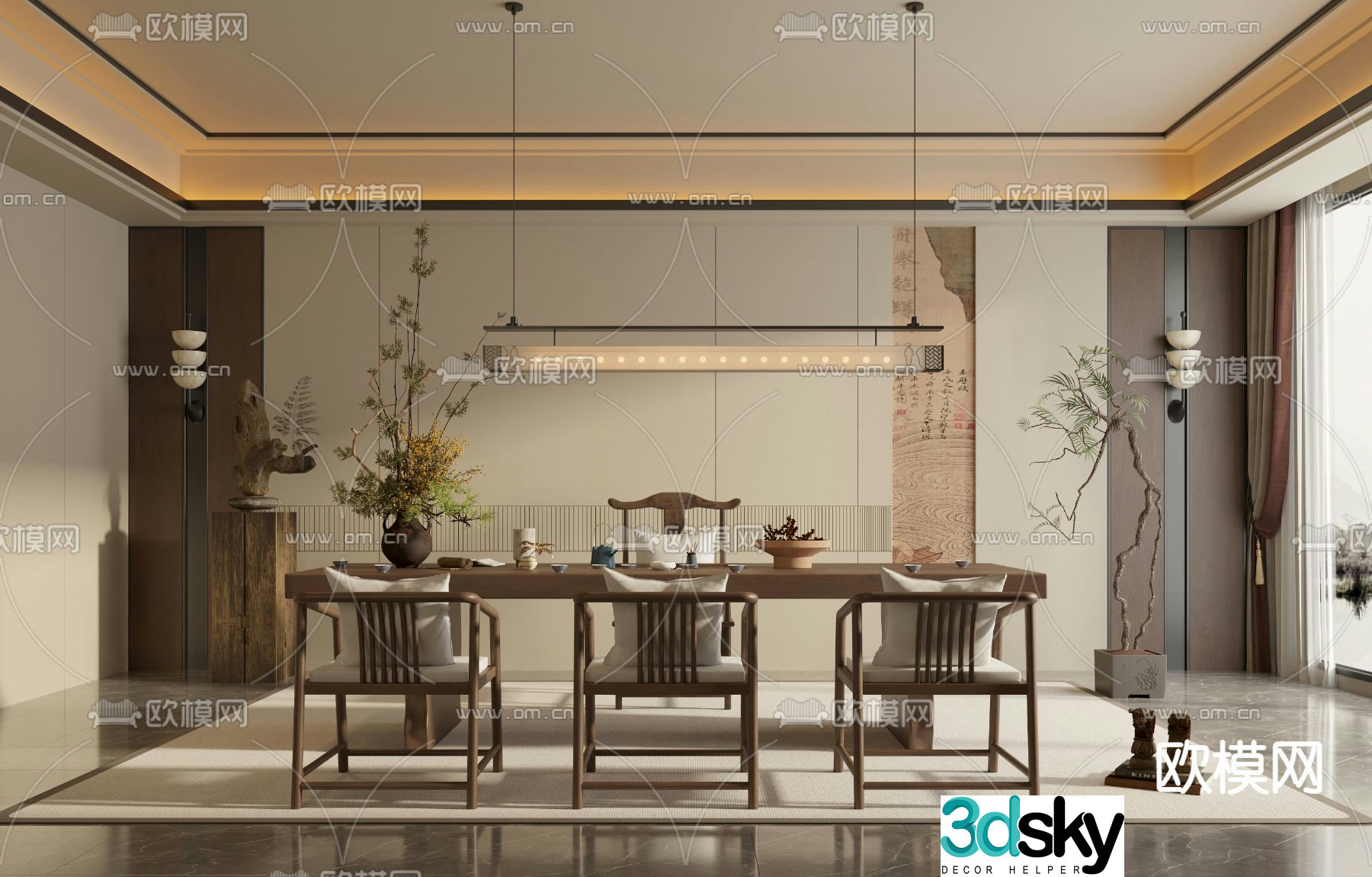 New Chinese tea room 3D model