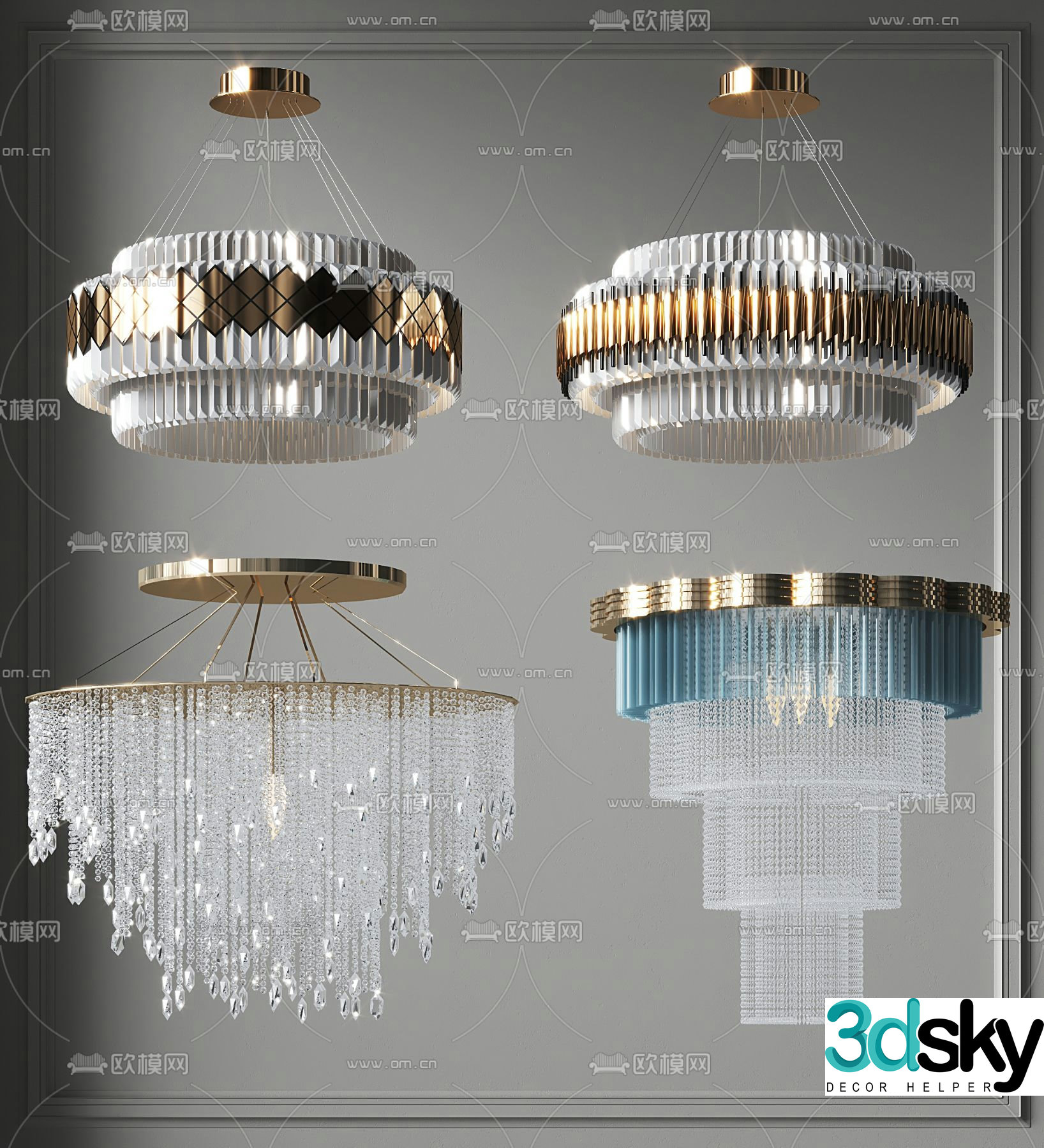 Light luxury chandeliers crystal chandeliers 3D model