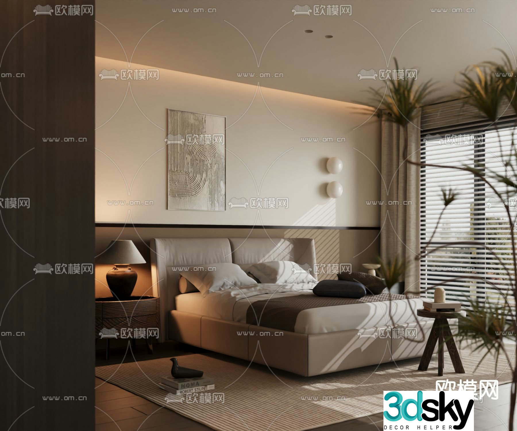 Italian double bed 3d model