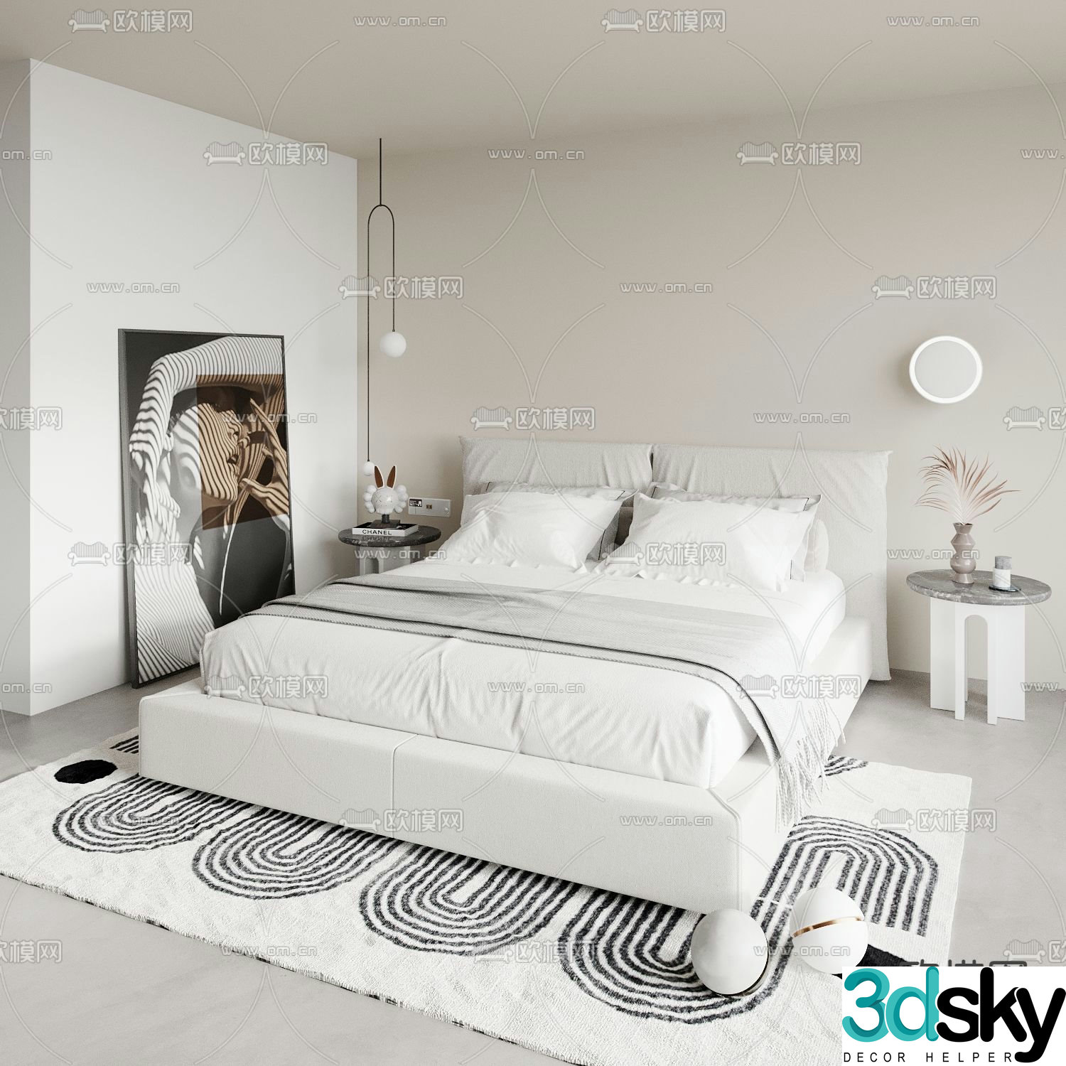 Modern double bed 3d model