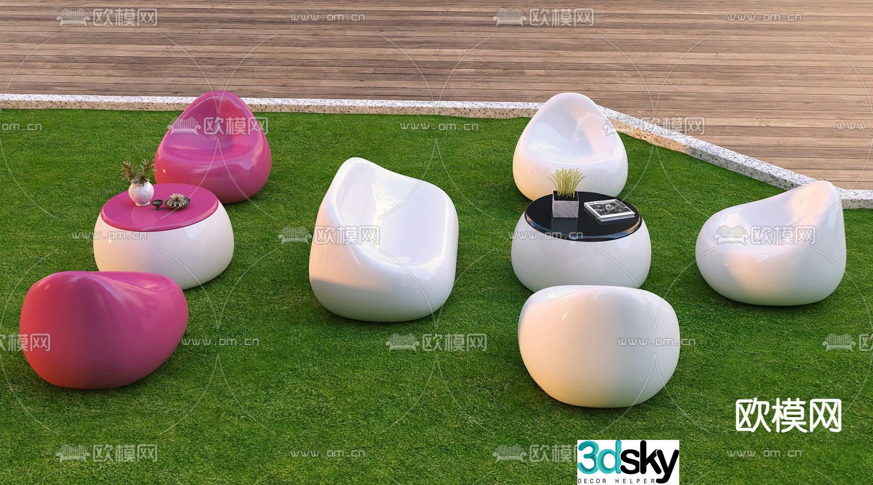 Outdoor sofa modular sofa 3d model