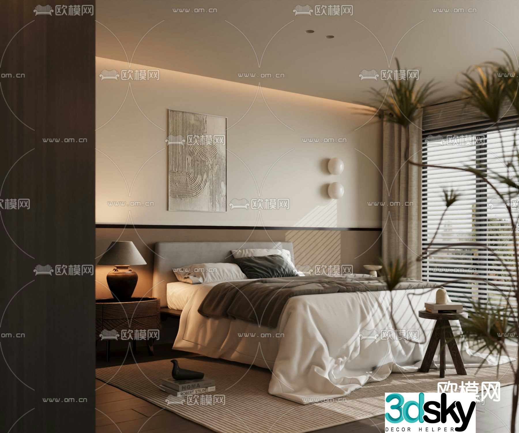 Italian double bed 3d model