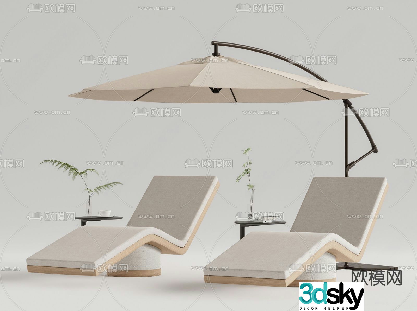 Outdoor lounge chair curved lounge chair 3d model