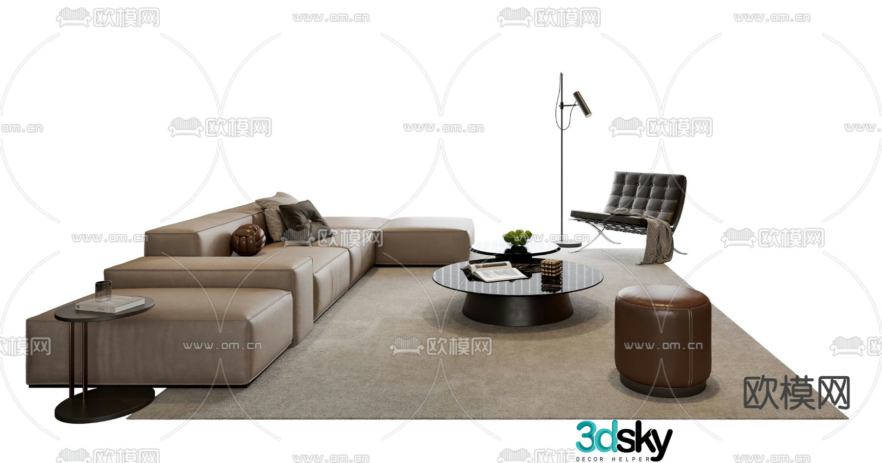 Italian sectional sofa 3d model