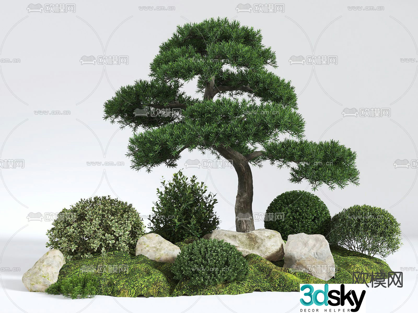Landscape sketch pine tree landscaping 3D model