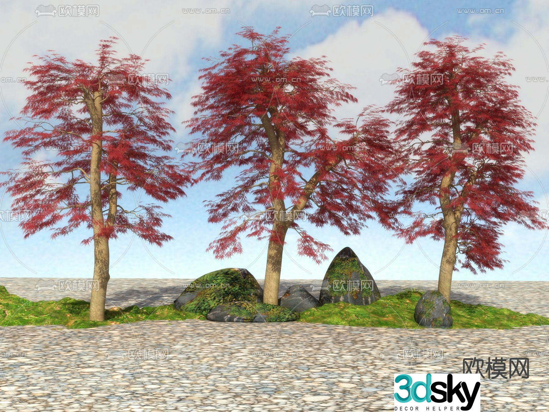 Landscape tree tree red maple 3d model