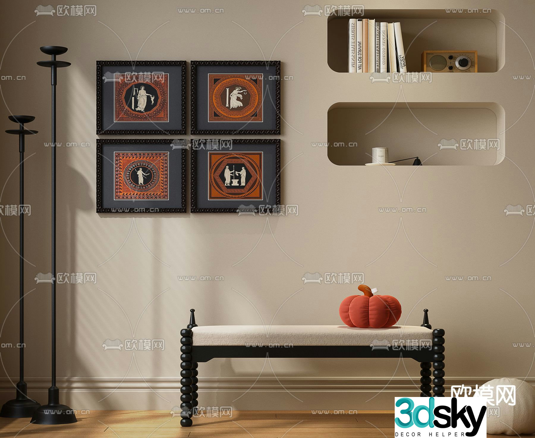 French shoe changing stool bench bench 3d model
