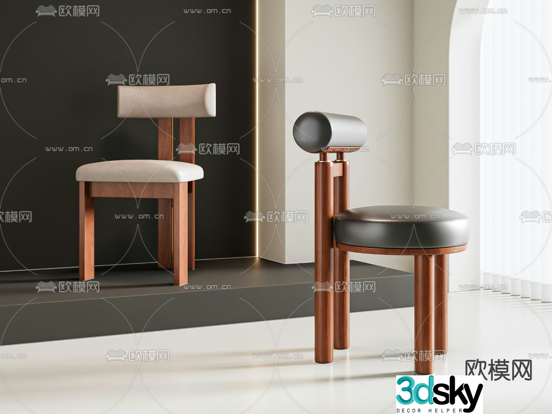 Medieval style chair dining chair 3d model