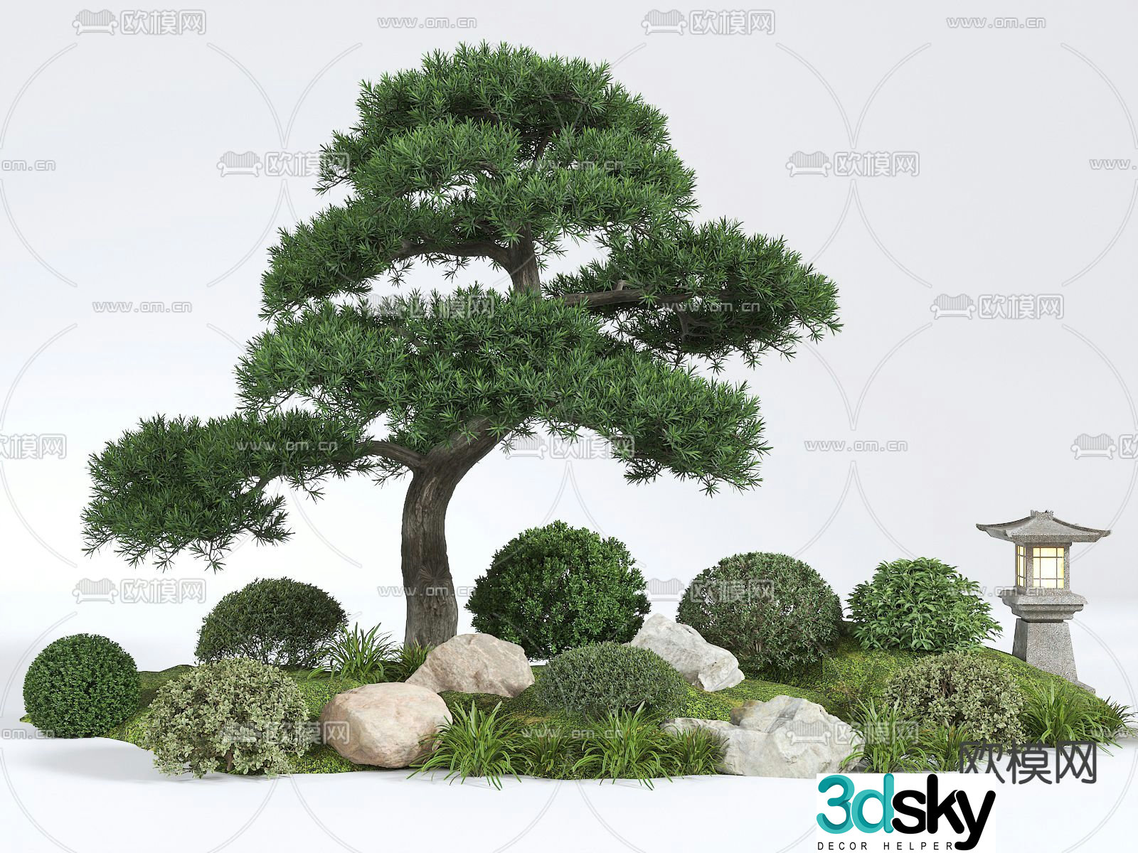 Landscape sketch pine tree landscaping 3D model