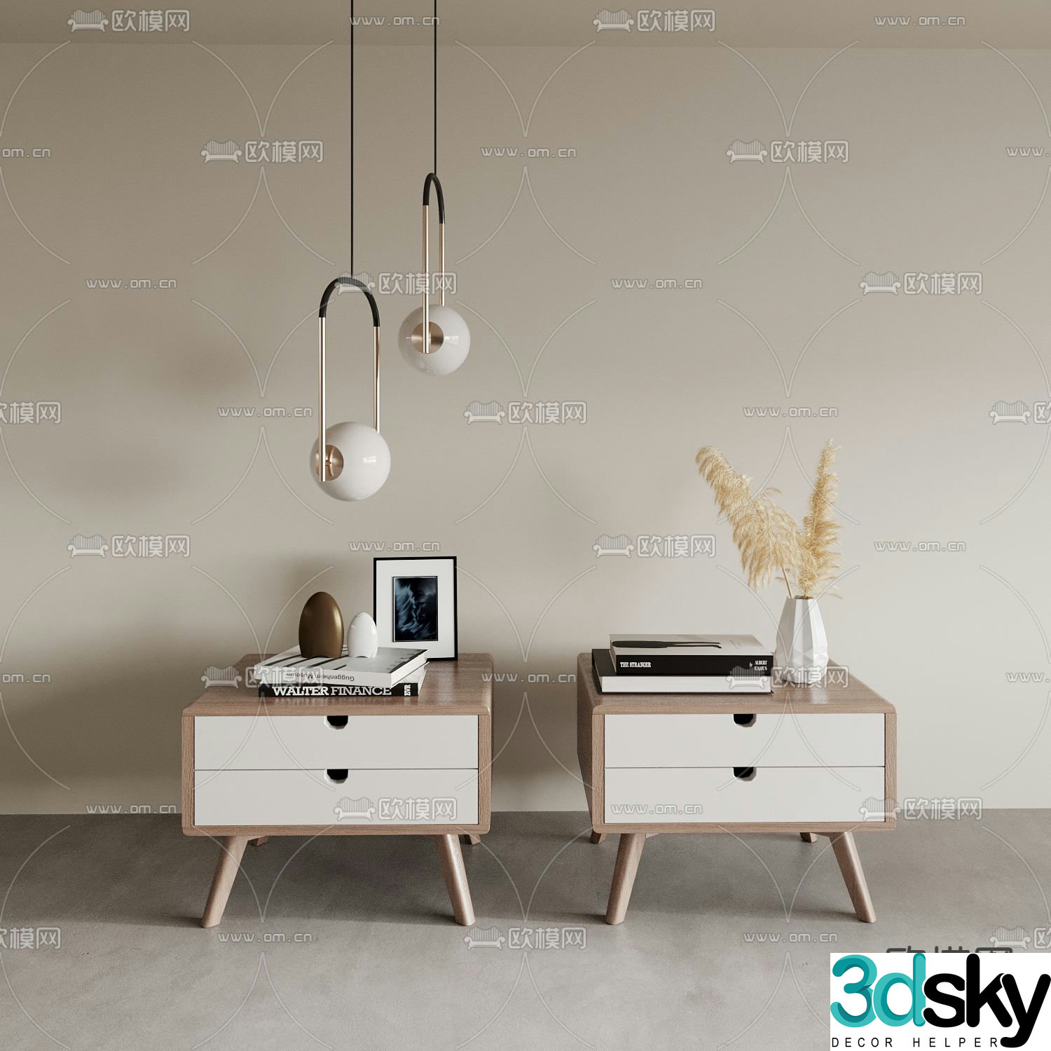 Nordic bedside table 3d model