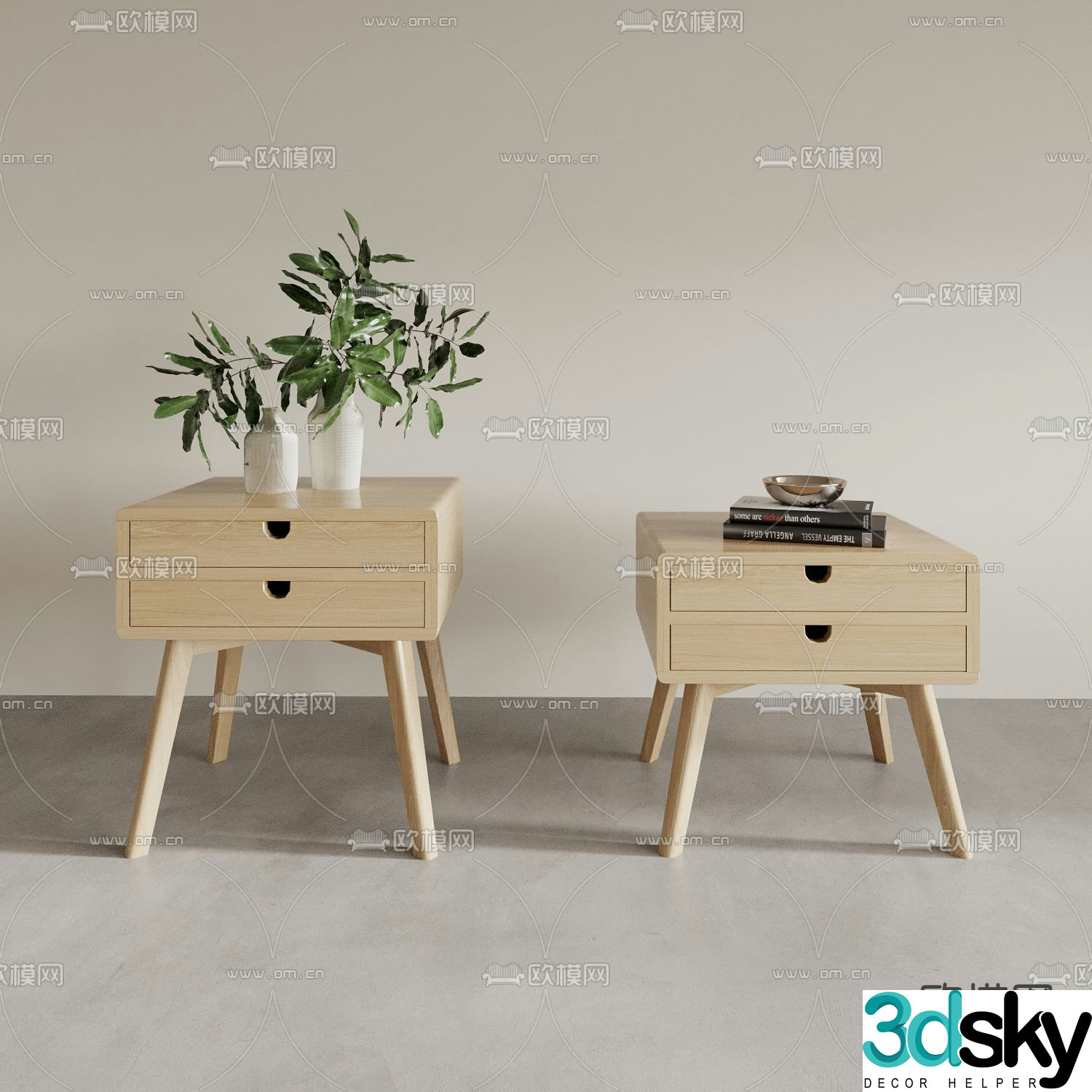 Nordic bedside table 3d model