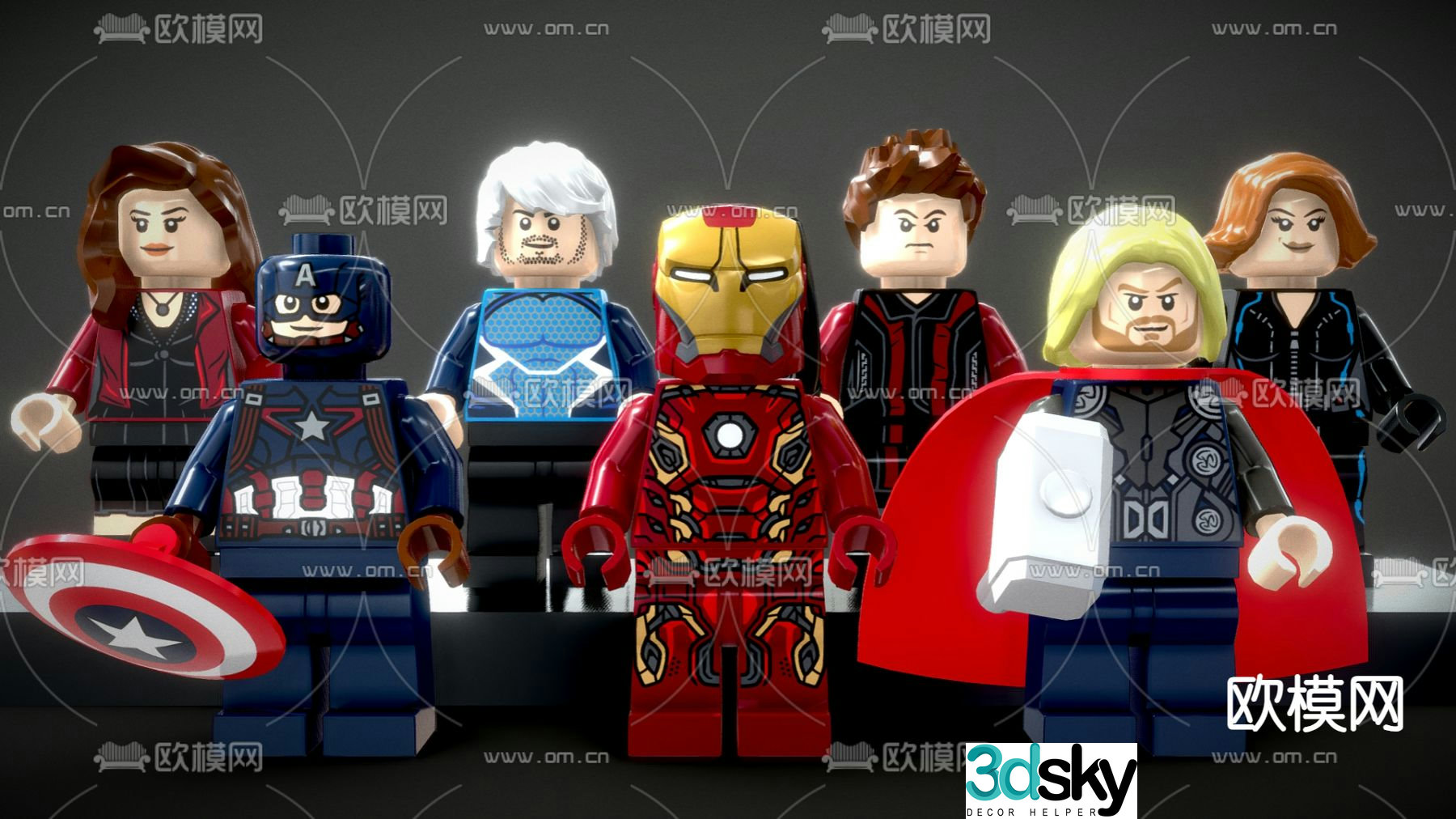 Building block toys Marvel characters Iron Man Lego 3D model