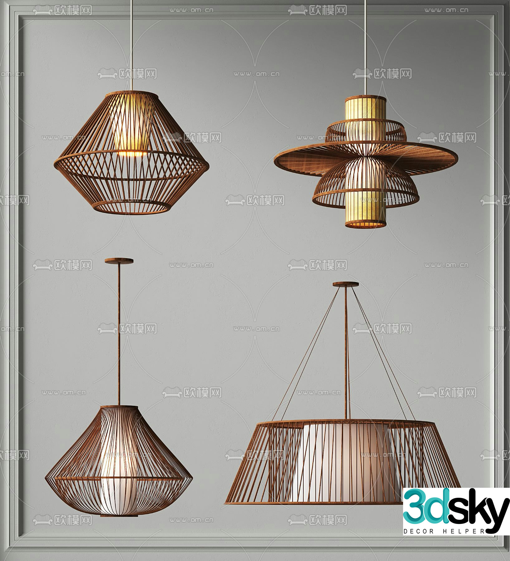 Wabi-sabi chandelier woven chandelier 3d model