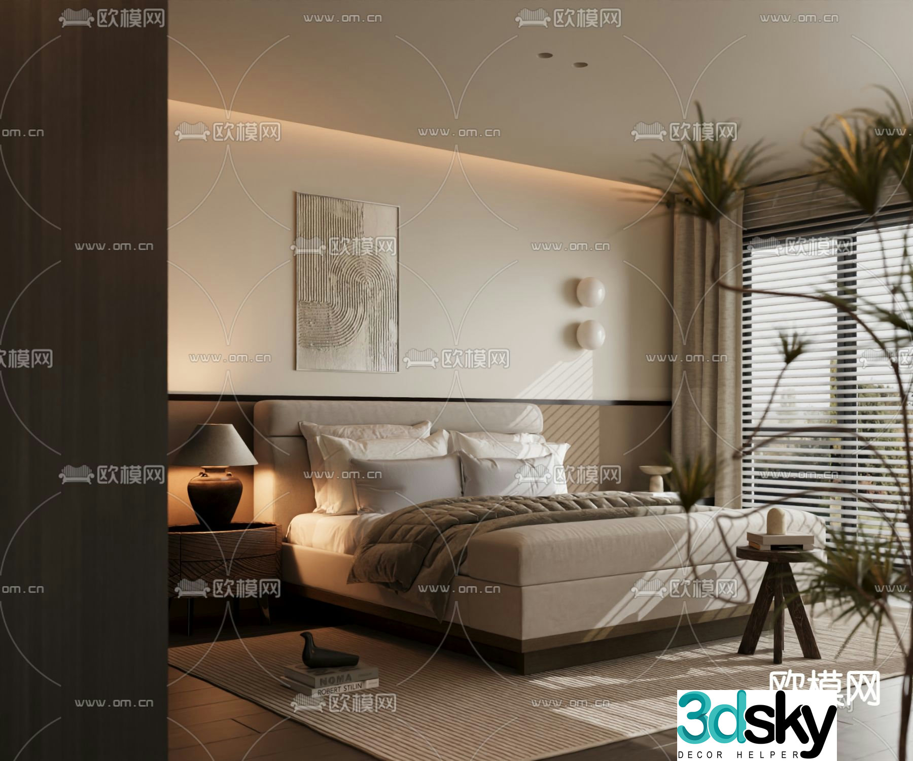 Italian double bed 3d model