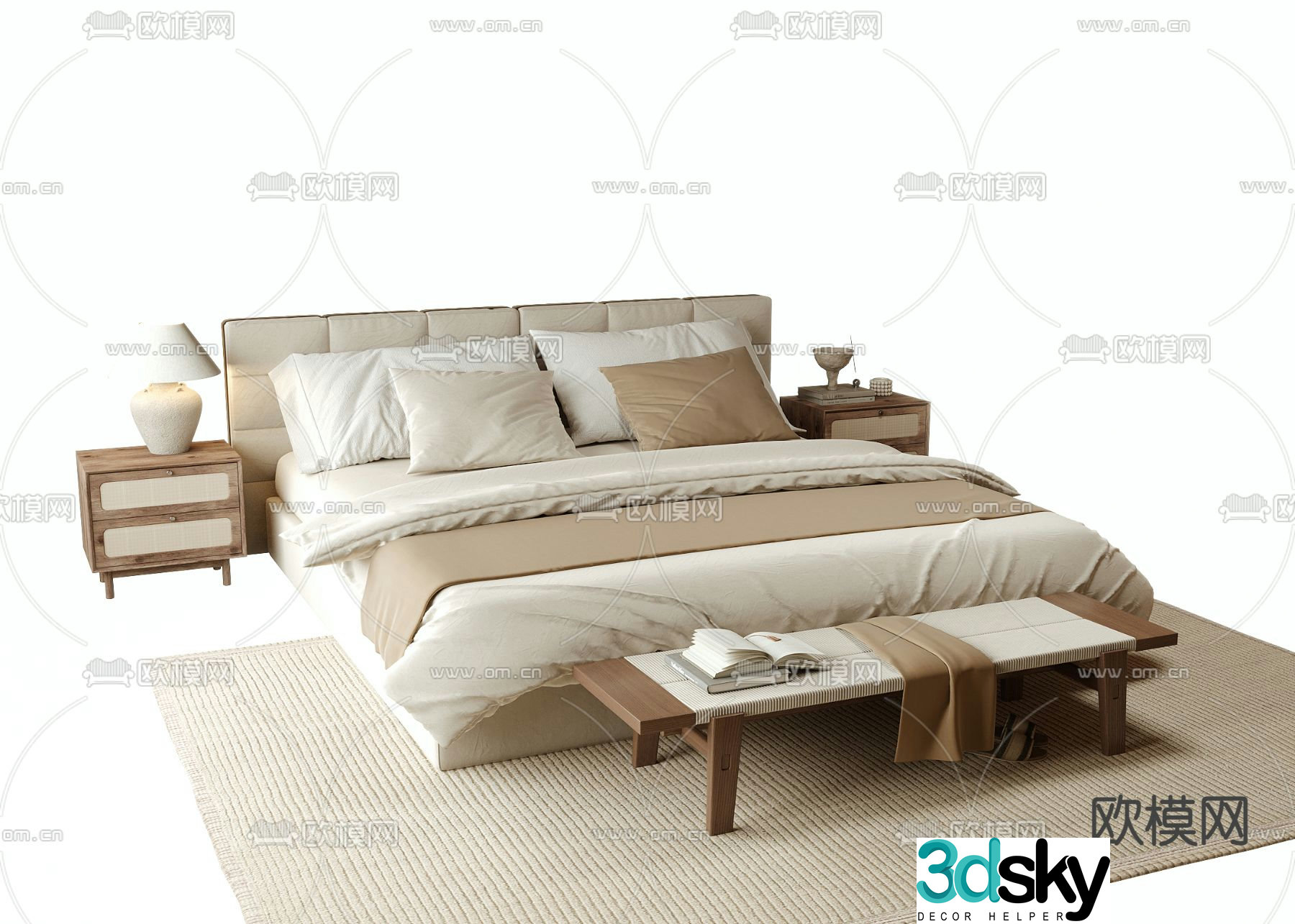 Modern double bed 3d model