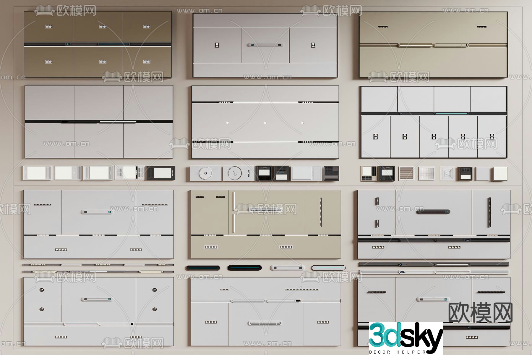 Honeycomb panel integrated ceiling bathroom heater 3D model