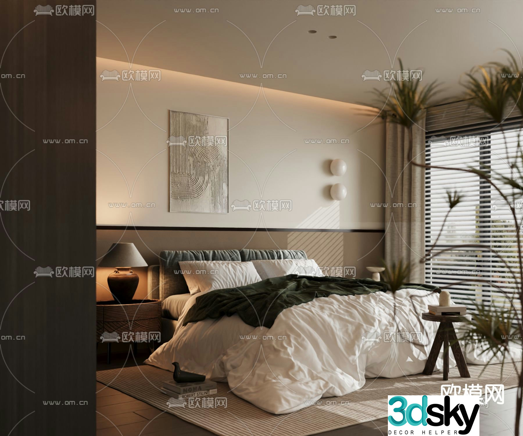 Italian double bed 3d model